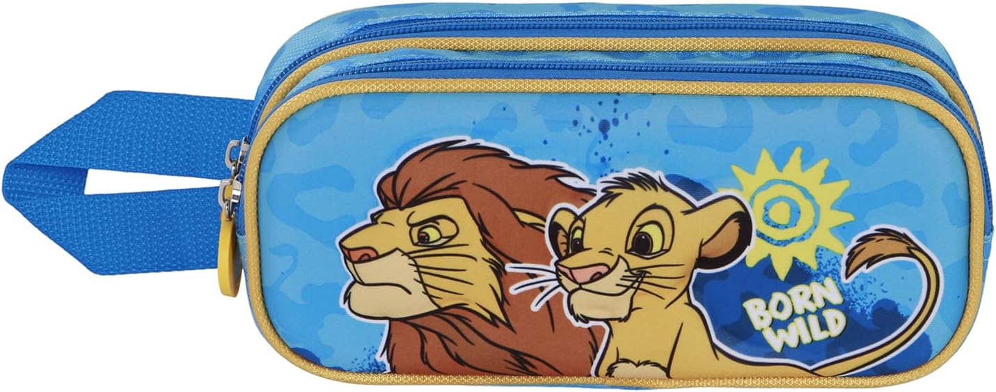 Detalle 2 de Disney Il Re Leone Wild Astuccio 3D doppio con zip blu, 22 x 10 cm