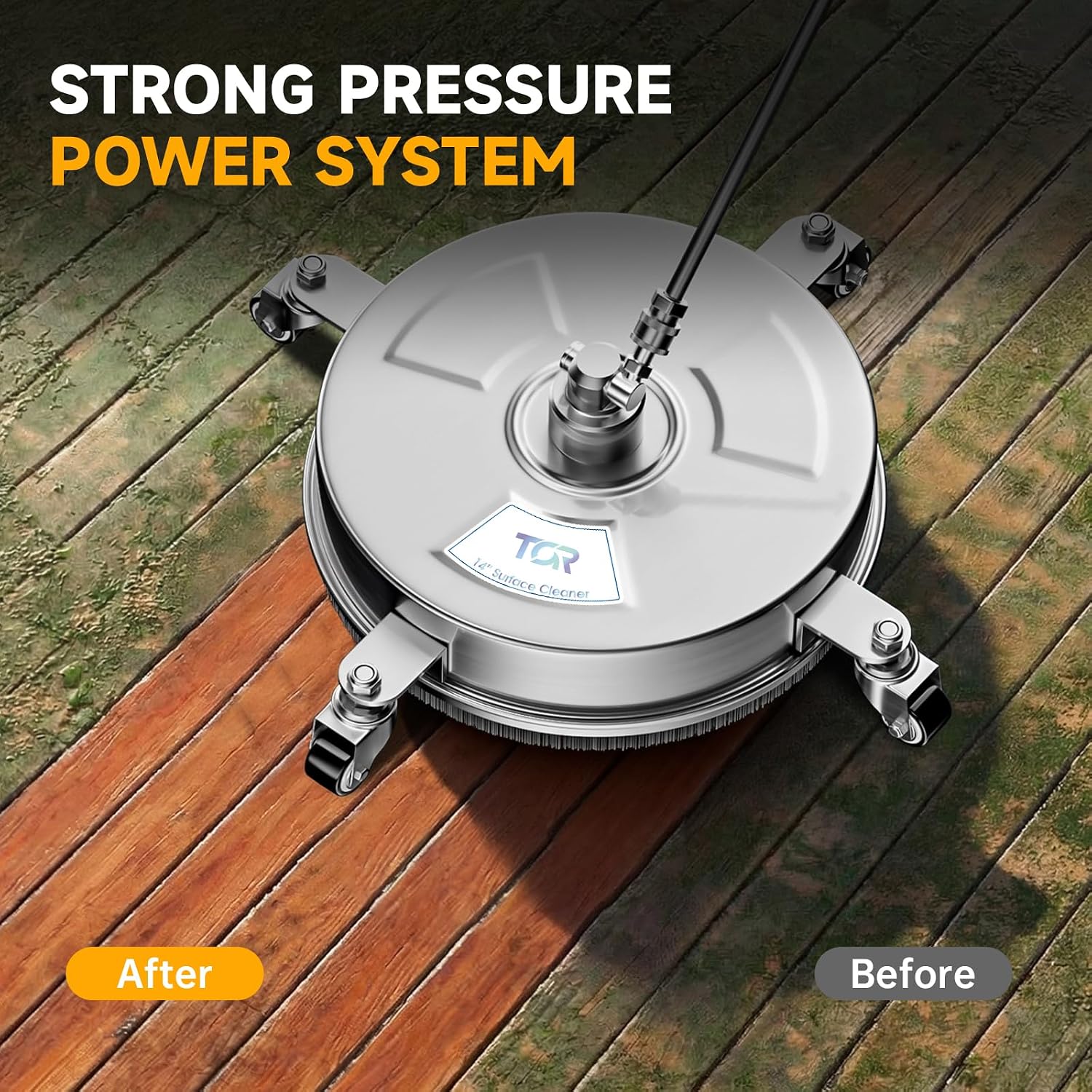 Detalle 2 de TOR 14-Inch Pressure Washer Surface Cleaner, 4000 PSI, Stainless Steel