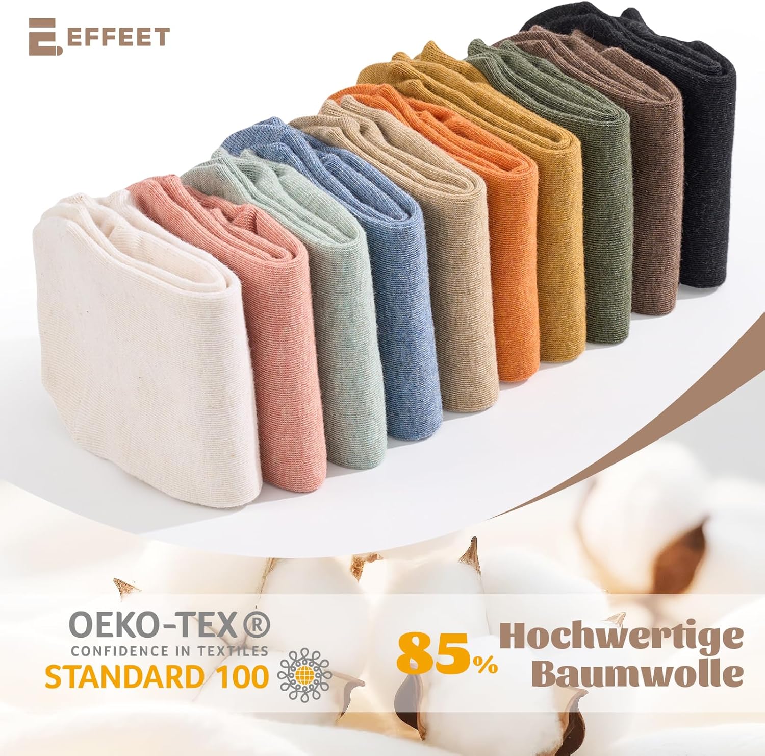 Thumbnail 5 de Effeet Lustige Sneaker Socken Damen – 10 Paar bunte Kurzsocken (Gr. 35–42) aus atmungsaktiver Baumwolle
