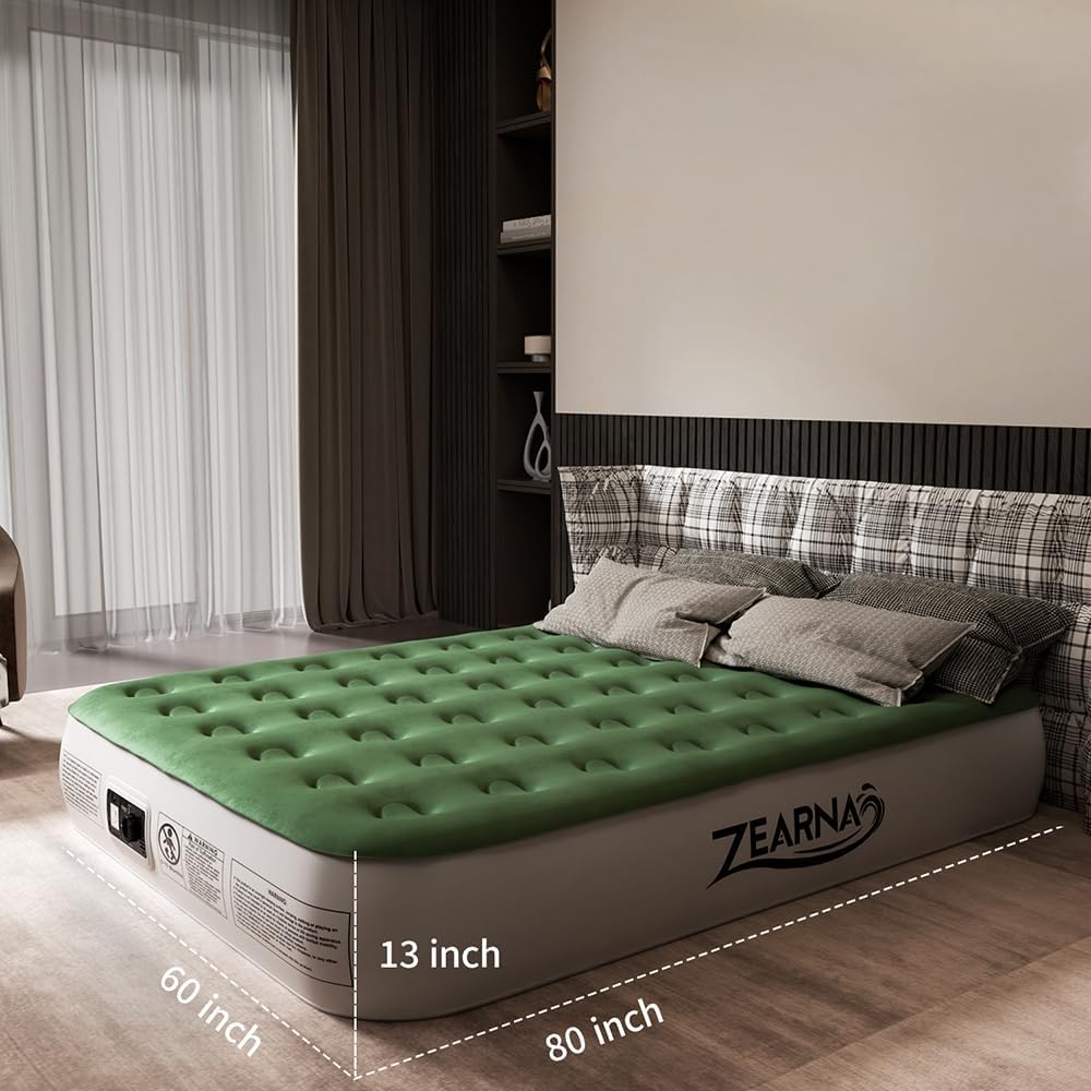 Detalle 1 de Zearna Queen with Built in Pump Air Mattress, 13-Inch, Double-Chamber Pump