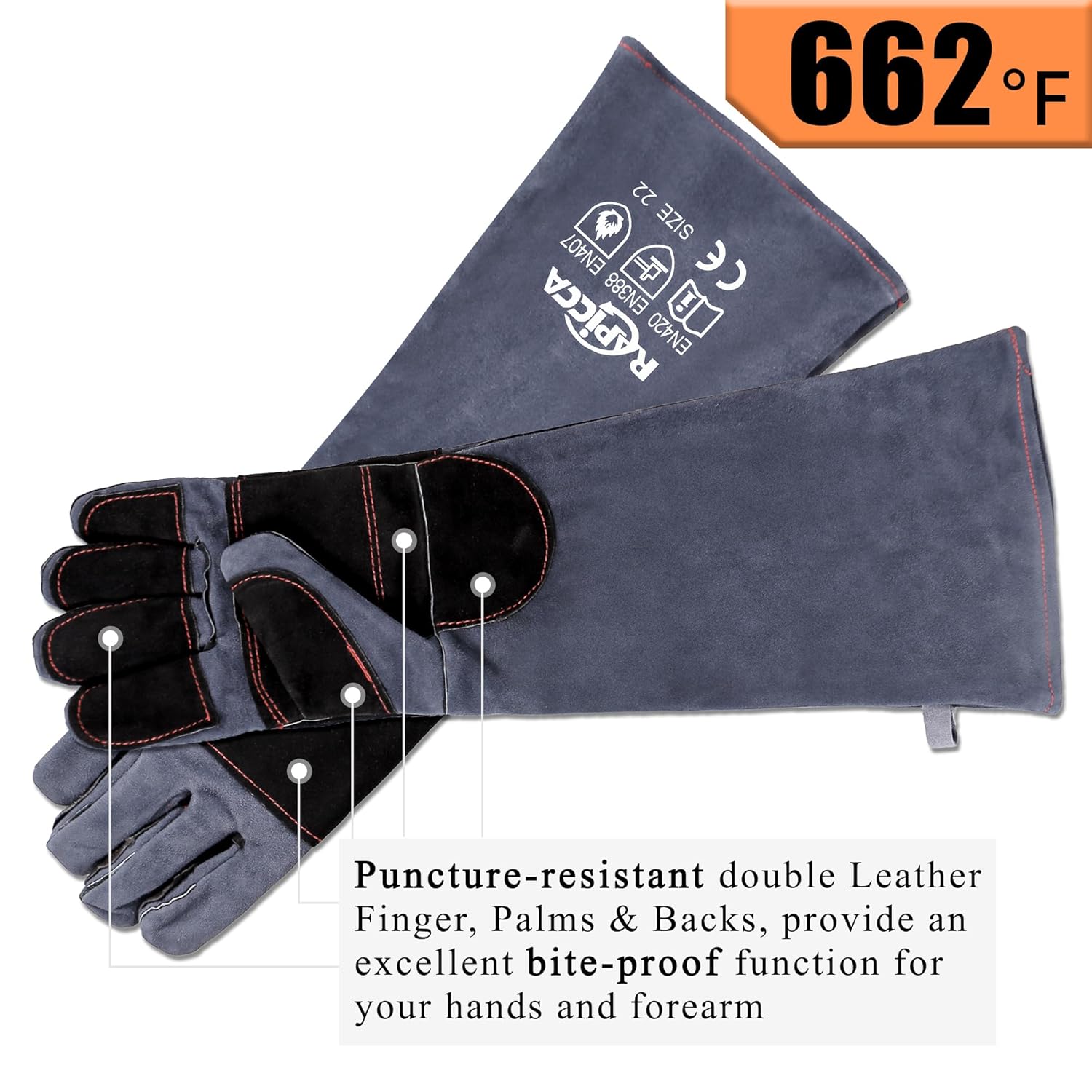 Thumbnail 5 de RAPICCA bite proof animal handling gloves (22in/56cm) with reinforced leather padding