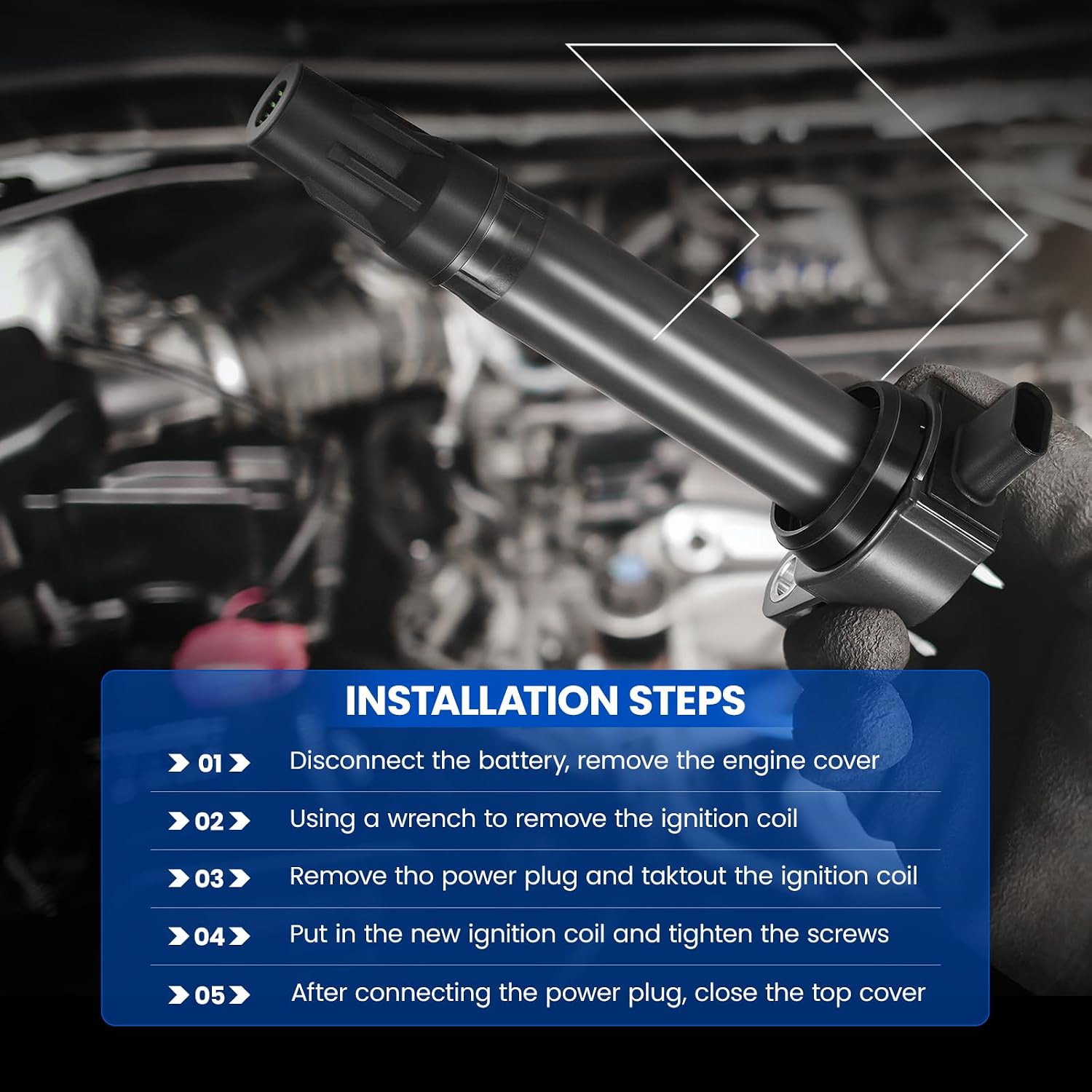 Thumbnail 6 de SYKRSS Set of 4 Ignition Coil Pack UF247 + Iridium Spark Plugs 4503 (4-Pack) for Select 1.8L Chevy/Toyota Applications