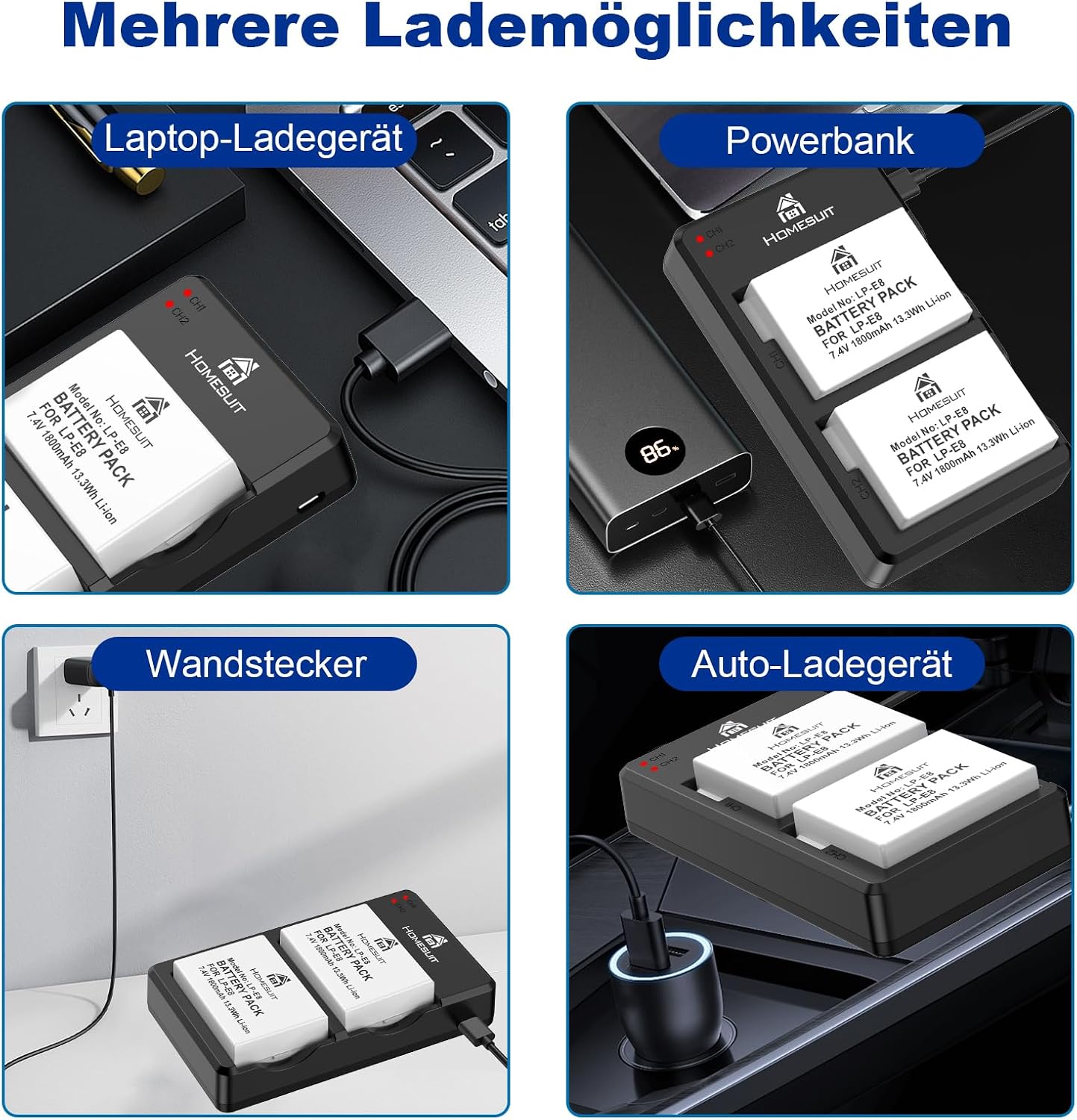 Thumbnail 5 de Homesuit LP-E8 Akku 1800mAh für Canon EOS Rebel