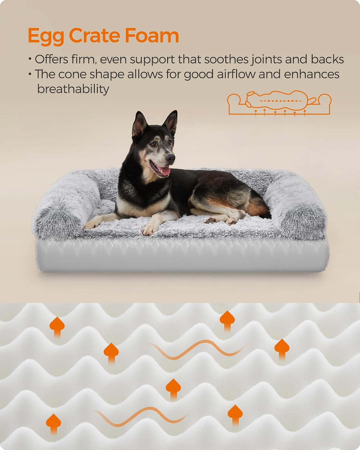 Detalle de Feandrea PGW233G01 Fluffy Dog Bed, Egg-Crate Foam and Raised Sides