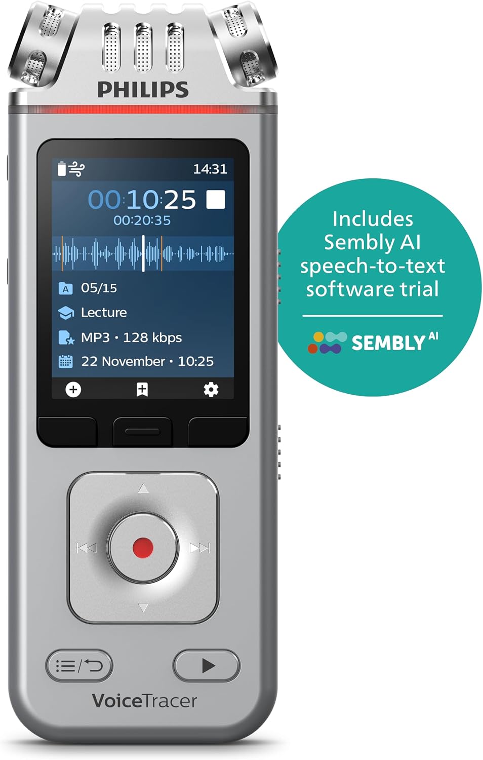 Thumbnail 1 de Philips DVT4115 VoiceTracer-spraakrecorder met stereomicrofoons en 8 GB