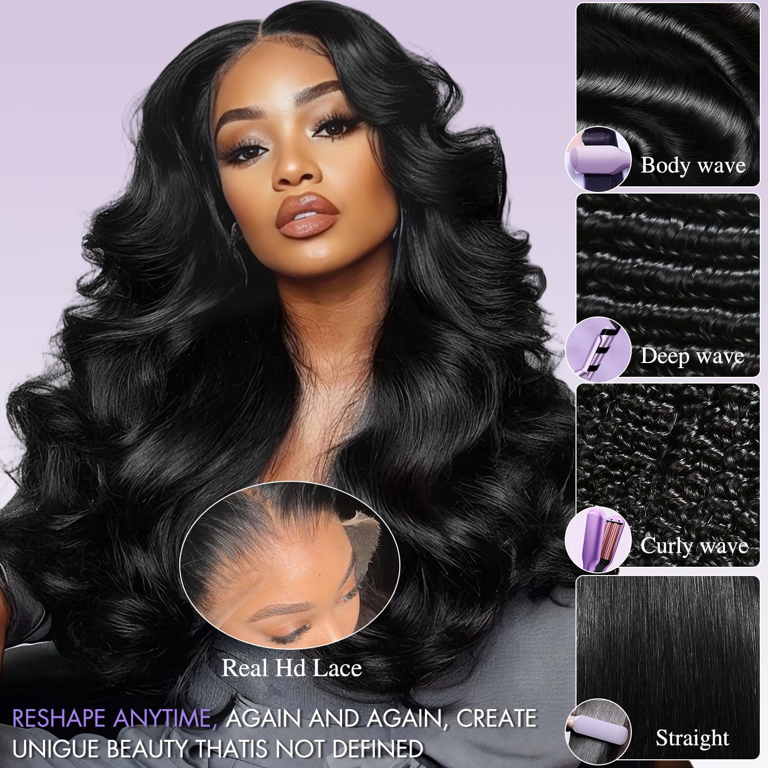 Thumbnail 5 de 30 Inch 13x6 Lace Front Wig | Body Wave, 180% Density, Glueless HD Swiss Lace, Virgin Brazilian Hair