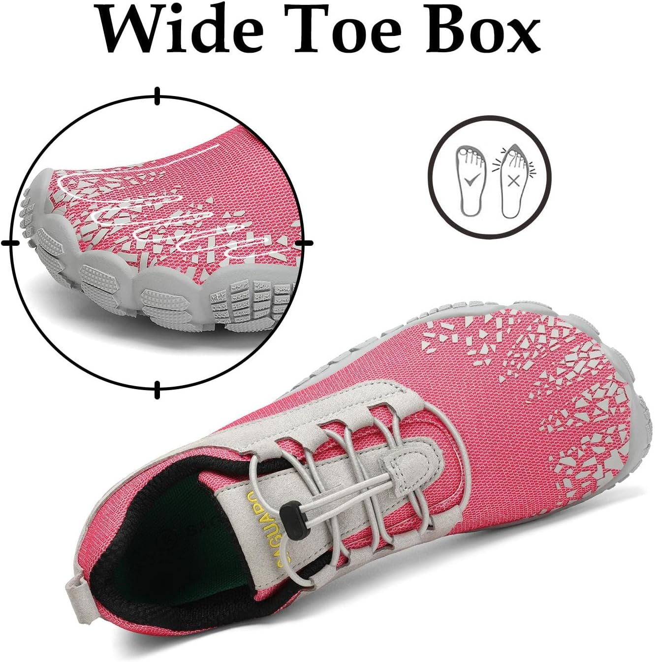 Detalle de SAGUARO Unisex Barfußschuhe mit breiter Zehenbox, Zero-Drop – weich, rutschfest, atmungsaktiv