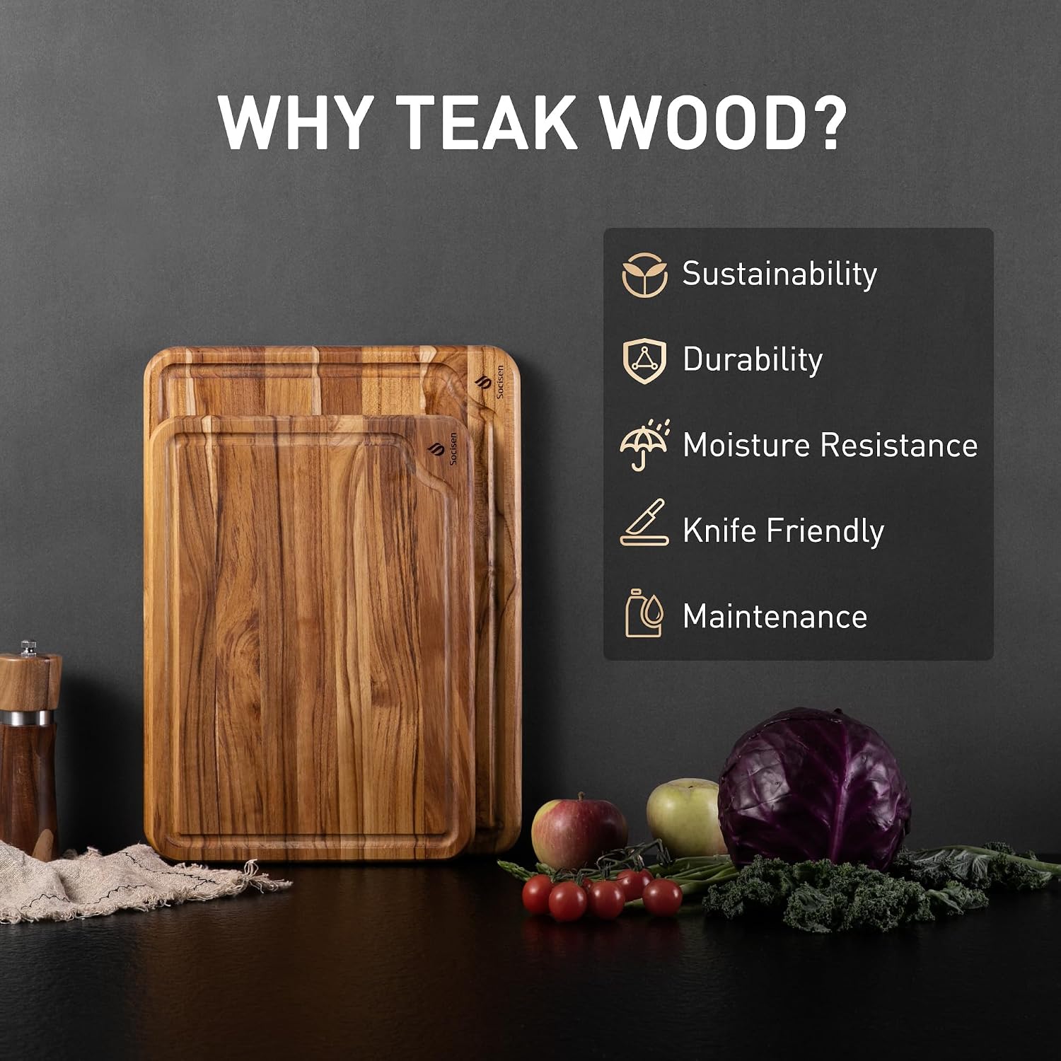 Thumbnail 1 de Teak Cutting Board Set 13-inch