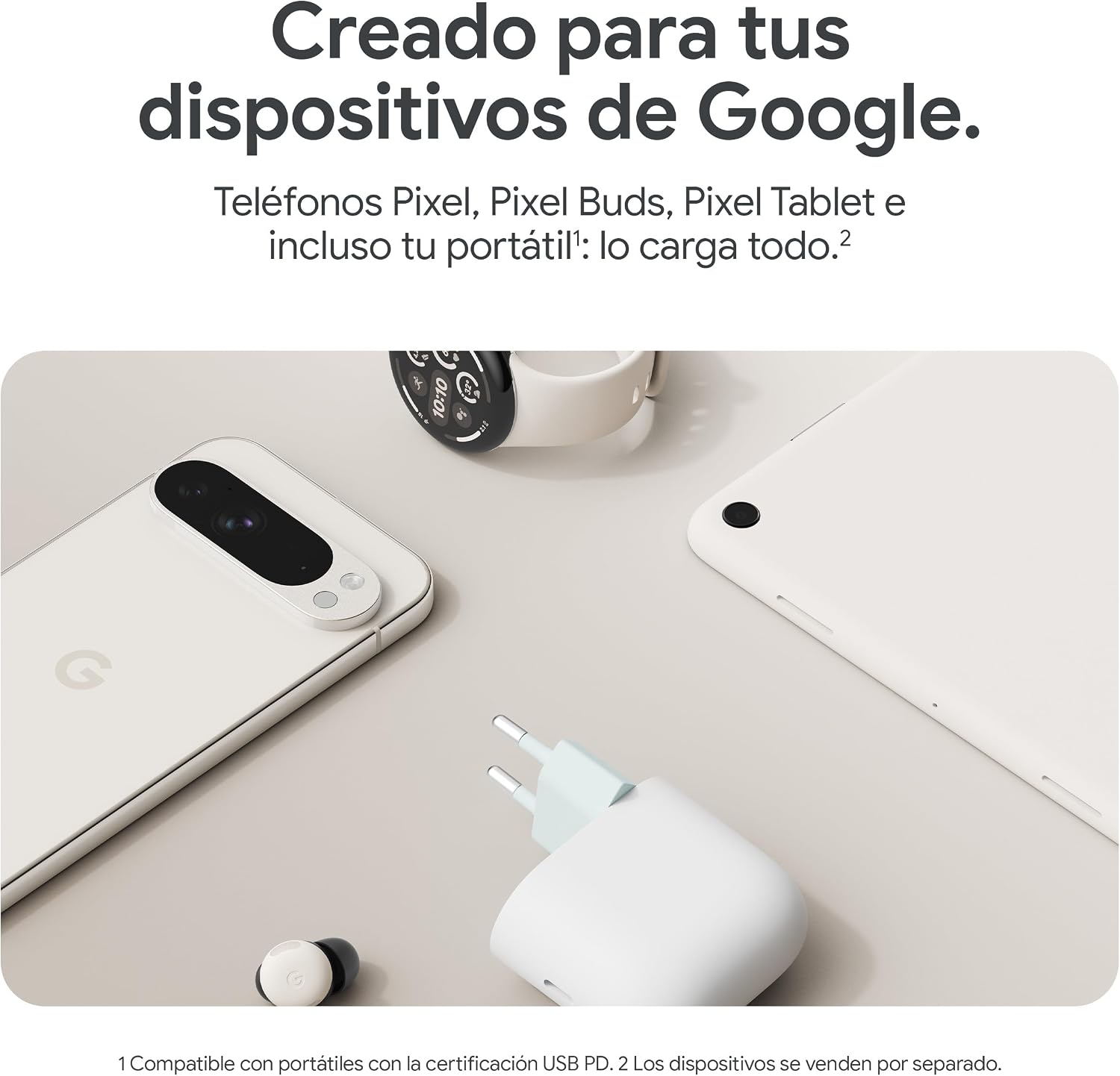 Thumbnail 4 de Cargador USB-C de 45 W de Google - Cargador de teléfono Pixel de Carga rápida - Compatible con los Productos de Creado por Google y Otros Dispositivos USB-C® - Nieve