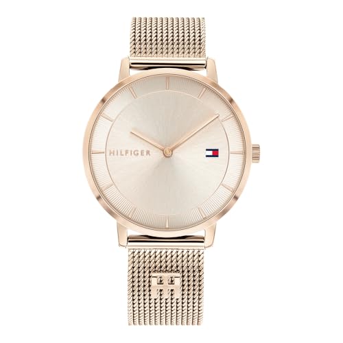 Detalle de Tommy Hilfiger Analogue Quartz Watch for Women with Carnation Gold Mesh Bracelet – 1782287