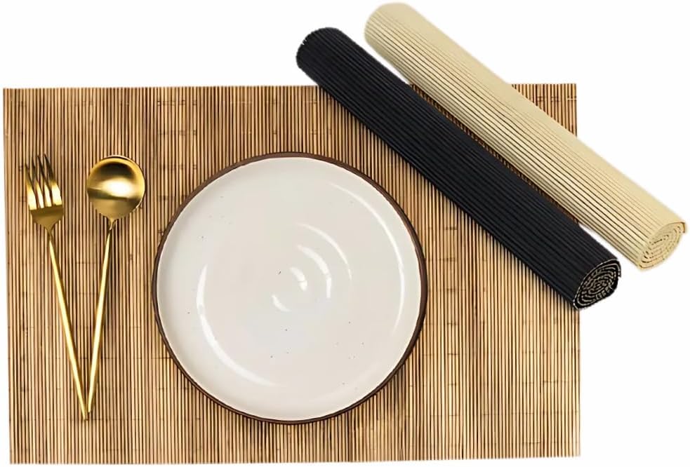 Detalle de PARENCE Woven Bamboo Table Mats, Set of 3, 30 x 45 cm