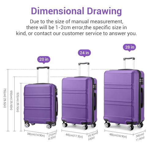 Thumbnail 6 de Kono Medium Suitcase with TSA Lock: 24-Inch Lightweight ABS+PC Hardshell