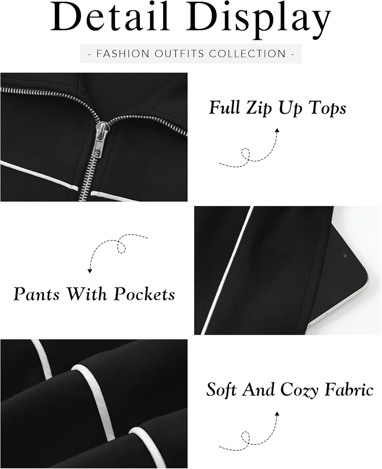 Thumbnail 4 de BTFBM Women’s Two-Piece Tracksuit Set (Zip-Up Sweatshirt + Wide-Leg Jogger Pants)