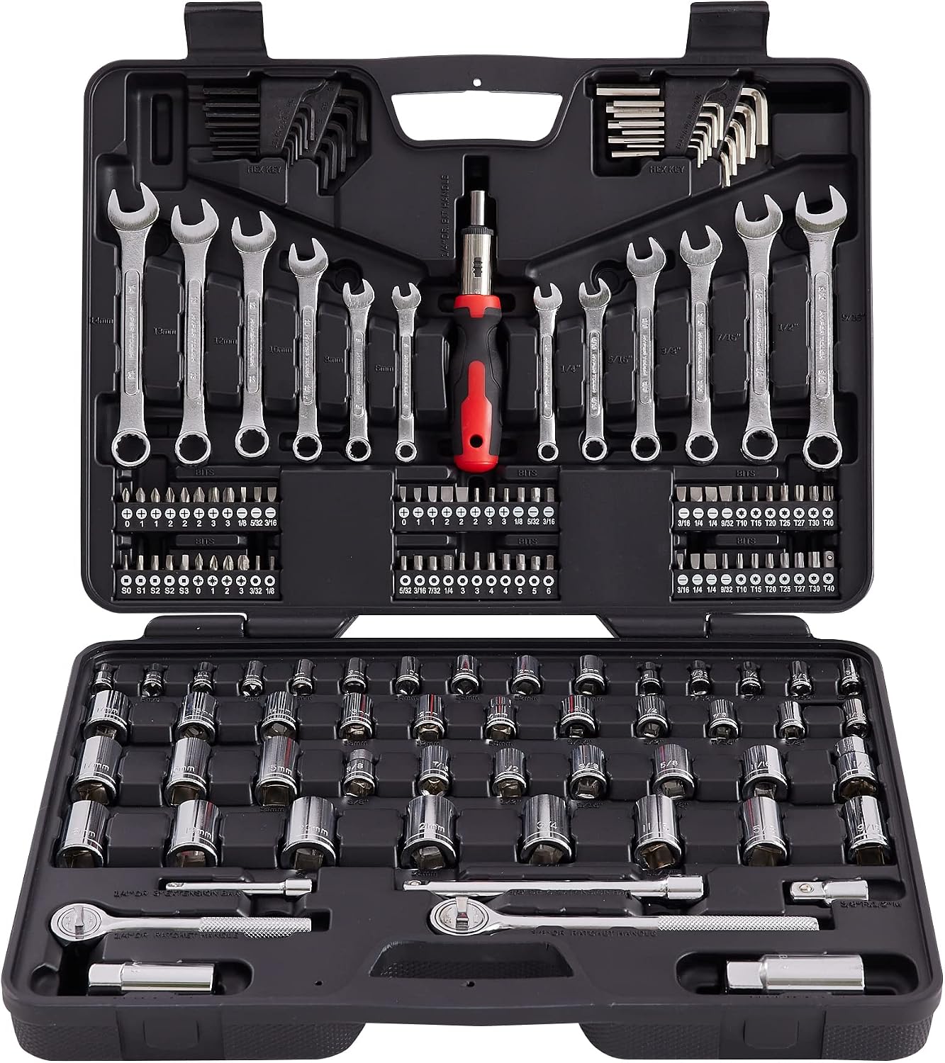 MECHMAX 161-Piece Mechanics Tool Set with SAE & Metric Sockets