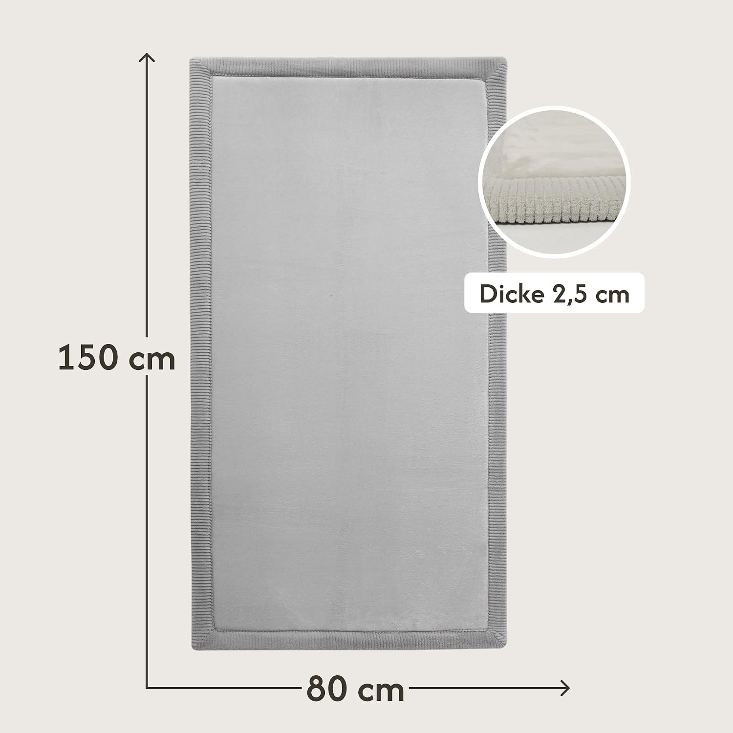 Thumbnail 1 de Hakuna Matte Wolkenweiche Spielmatte Baby 150x80x2,5 cm – Grau, rutschfeste Unterseite