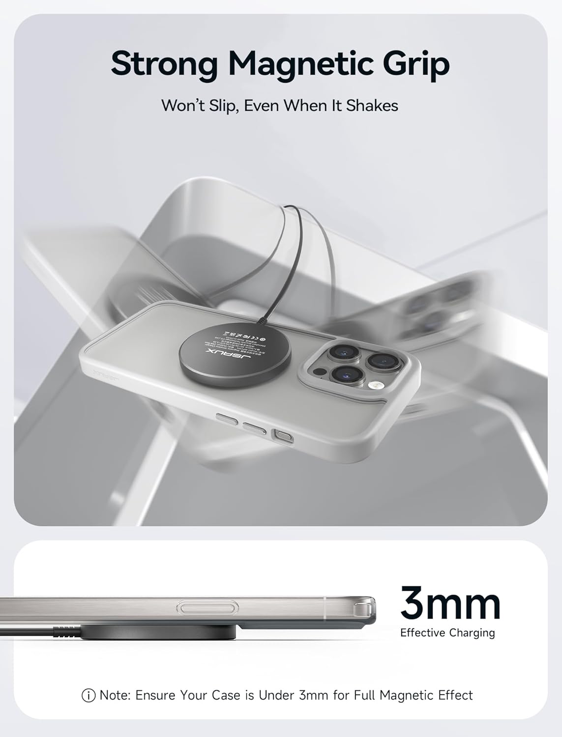 Thumbnail 3 de JSAUX Wireless Charger MagSafe for iPhone 17/16/15/14 (Magnetic charging pad, dual USB ports) - Black