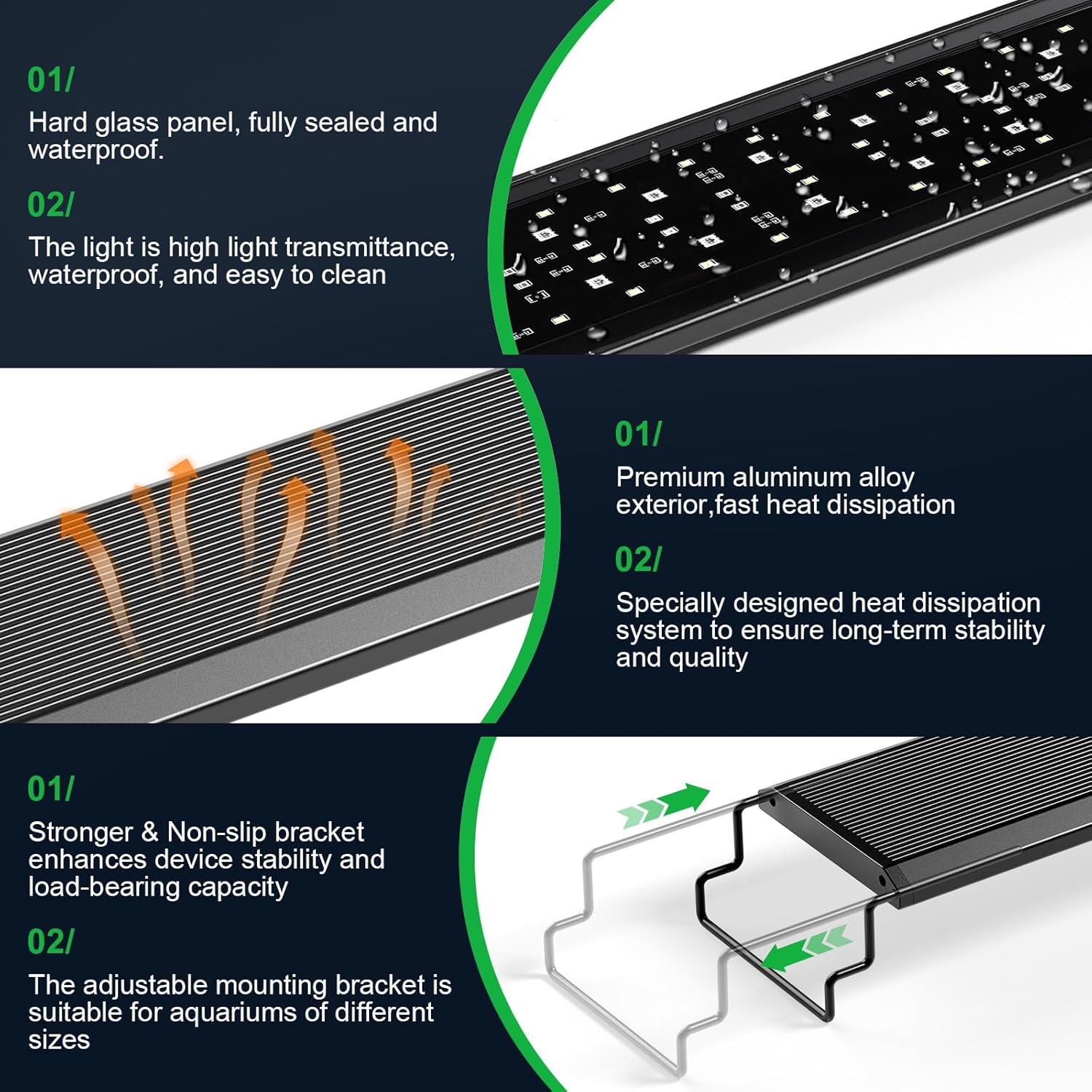 Thumbnail 6 de hygger 40W Full Spectrum LED Aquarium Light with 24/7 Mode and Extendable Brackets