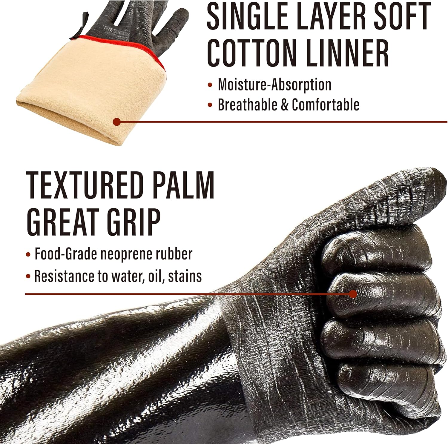 Thumbnail 6 de RAPICCA BBQ Gloves 17-inch neoprene heat resistant gloves (932°F) for grill, smoker & deep frying, XL