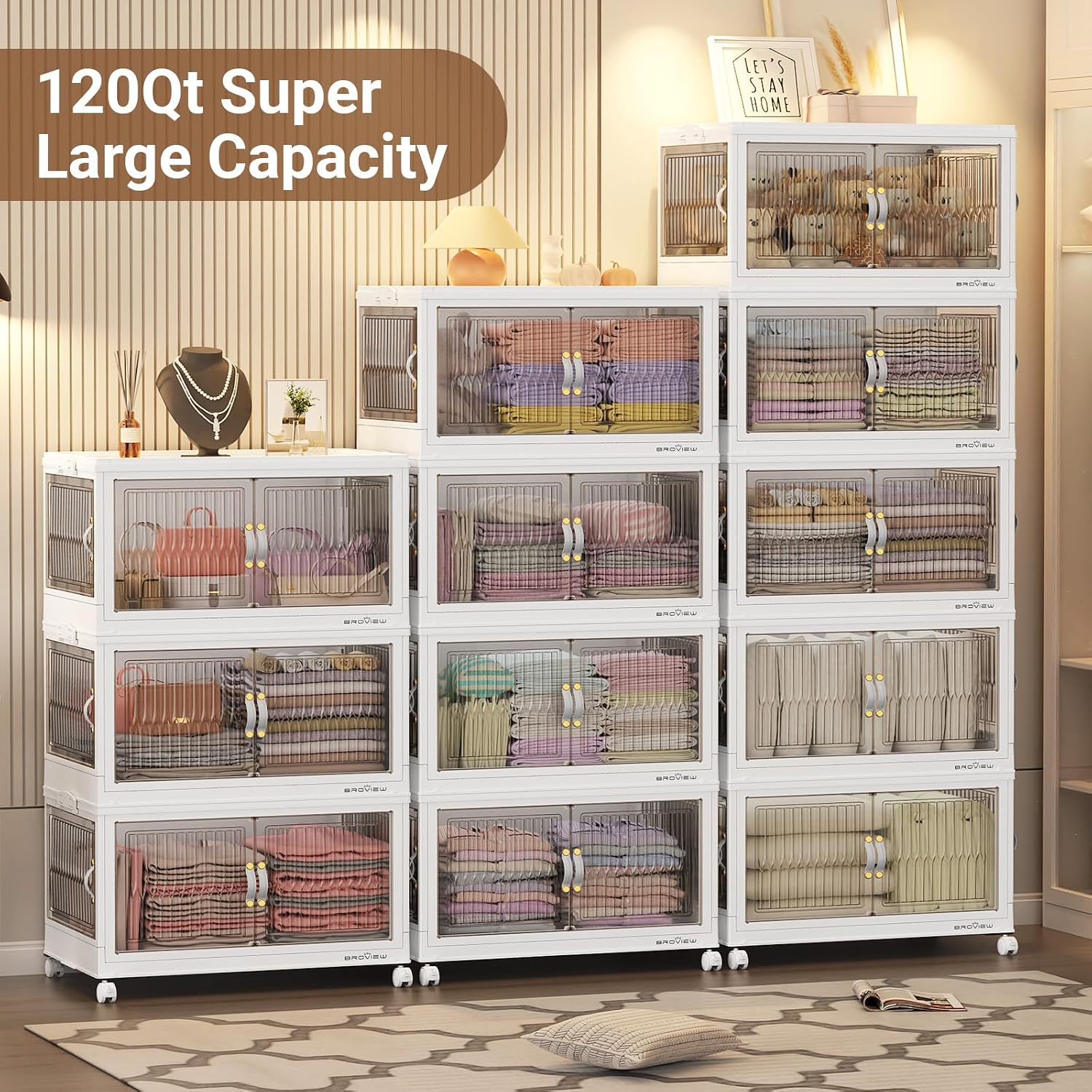 Thumbnail 6 de BROVIEW Stackable Storage Bins 3-Pack