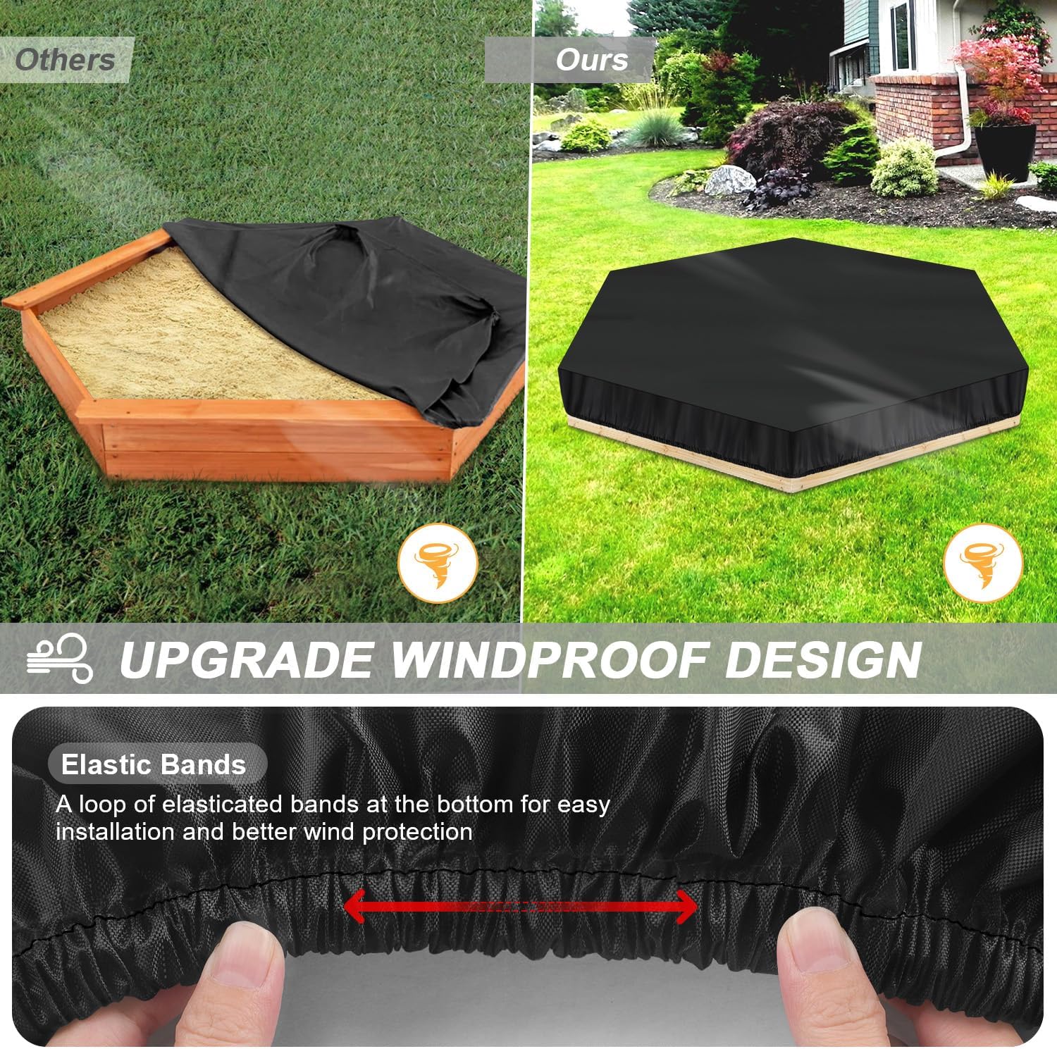 Thumbnail 3 de LAMUNI Sandkasten Abdeckplane 180×150×20 cm Wasserdicht
