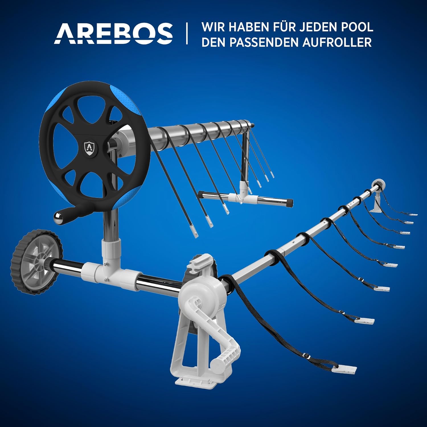 Detalle de Arebos Aufrollsystem für Solar- und Poolplanen – verstellbar (1,05–6,15 m) und witterungsbeständig