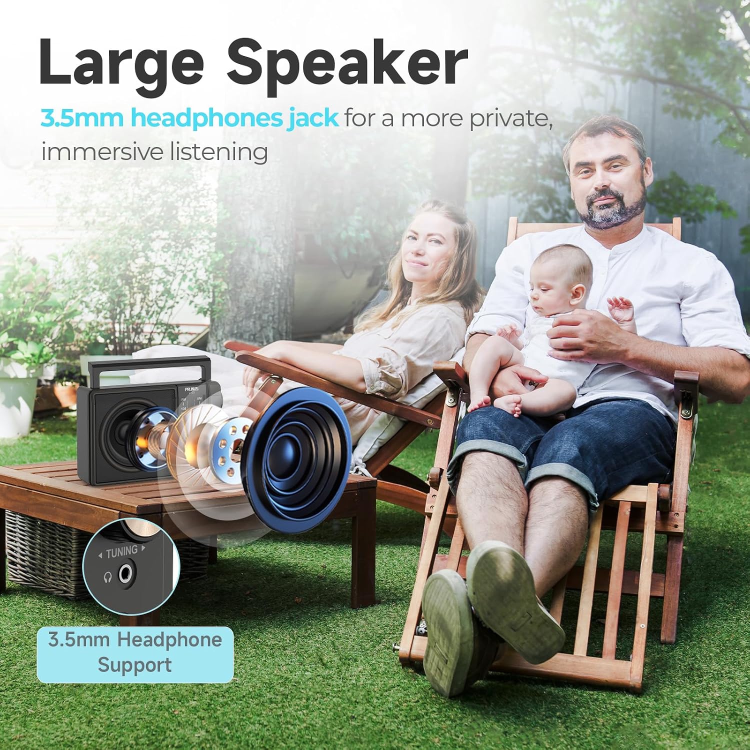 Thumbnail 6 de PRUNUS J-03 Portable AM/FM Radio with Telescopic Antenna and AC or Battery Power