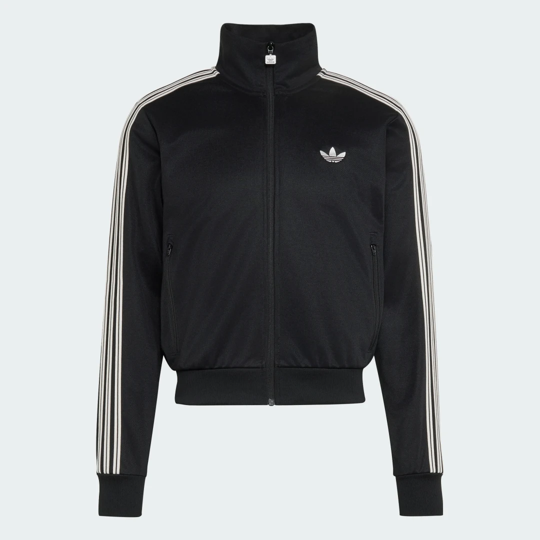 Detalle de Adidas Beckenbauer Cropped Track Top, sudadera corta negra