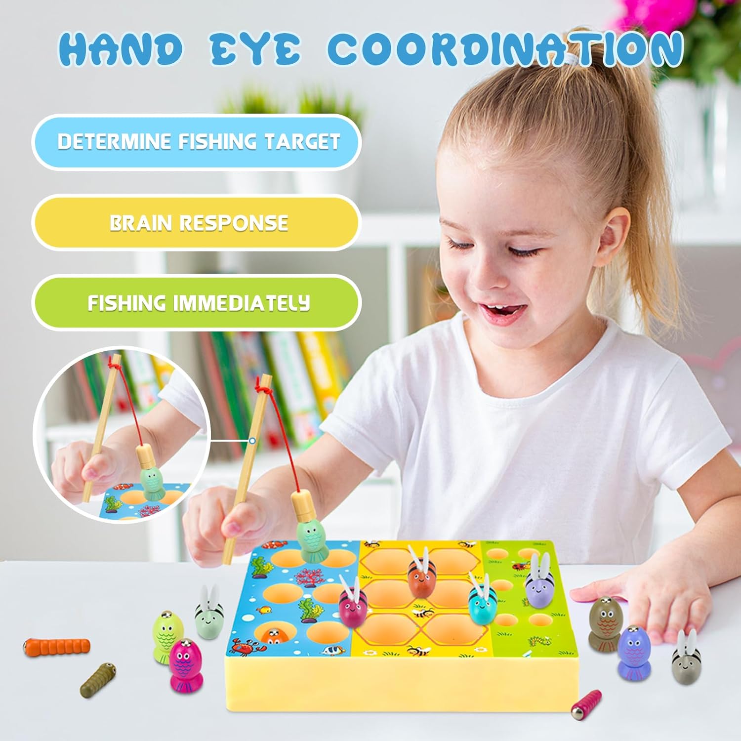 Detalle de WEARXI Montessori Spielzeug ab 2 Jahre 3er Magnet- und Angelspiel