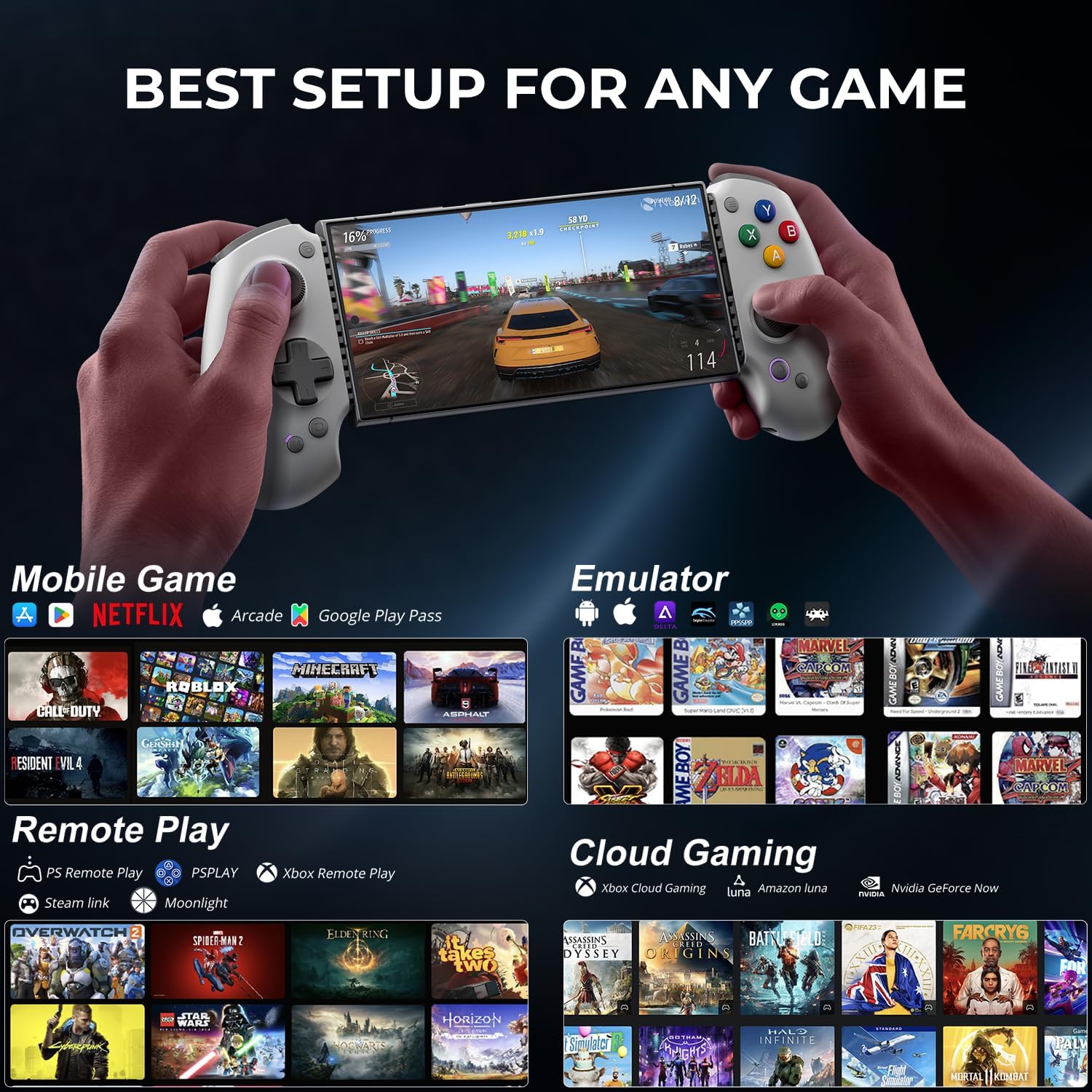 Thumbnail 5 de abxylute S9 Full-Size Gaming Phone Controller for iPhone & Android