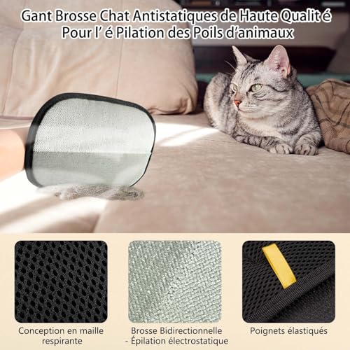 Detalle 2 de Gant Anti Poils Animaux Kunoli – 2 Pièces, double-face pour poils et saletés