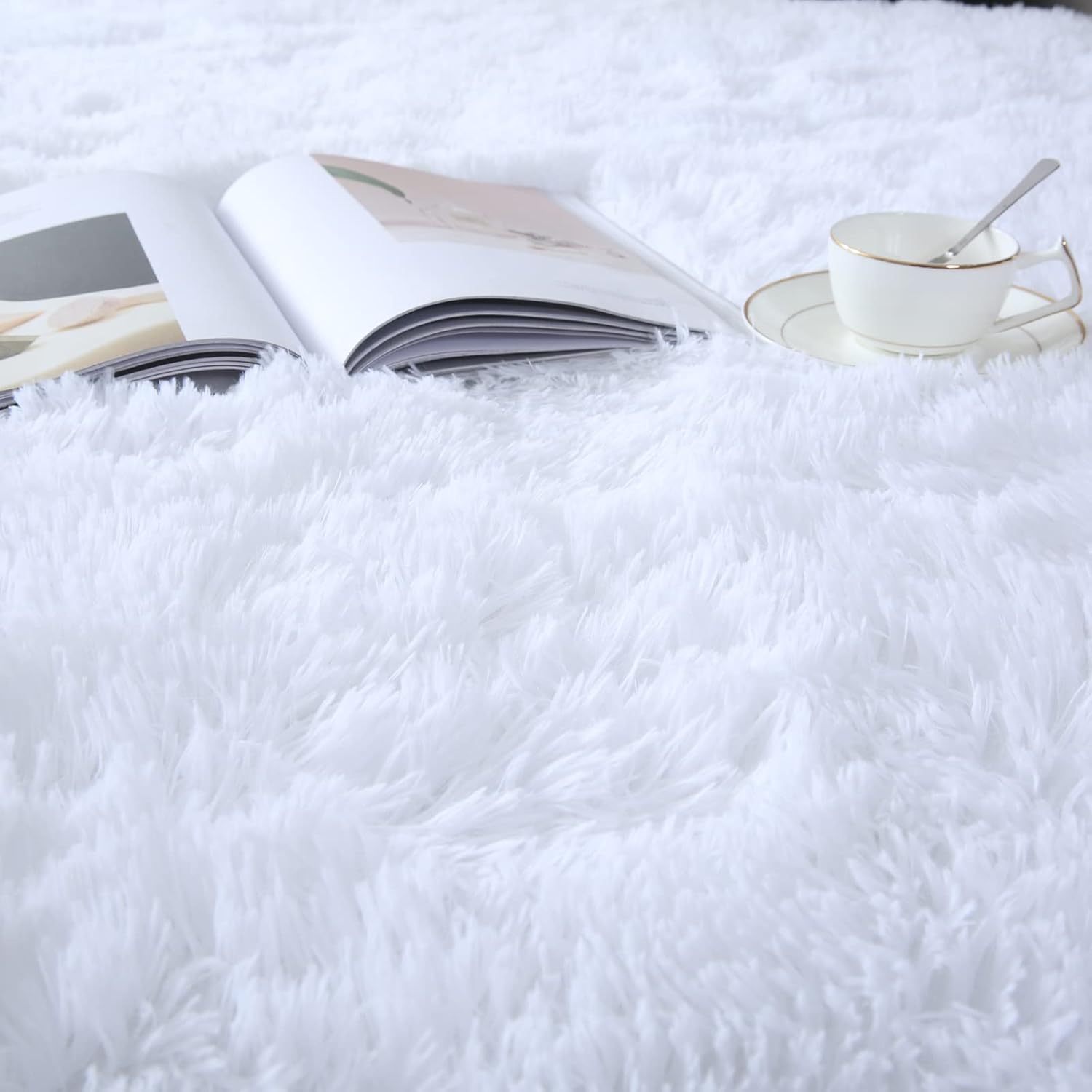Thumbnail 4 de White Shag Area Rug 5x8 for Living Room 🏠