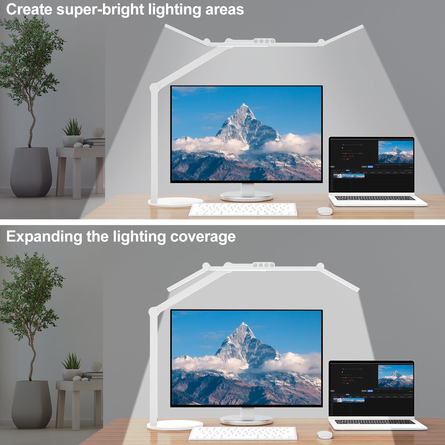 Detalle de Micomlan FDDL09 24W LED Desk Lamp with 3 Light Bars and Auto-Dimming