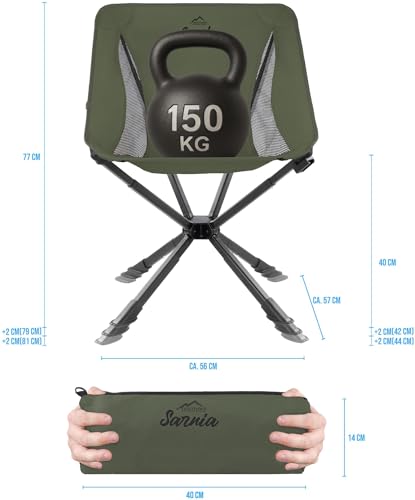 Detalle de normani Ultraleichter Campingstuhl Klappstuhl mit Getränkehalter – Khaki, OneSize