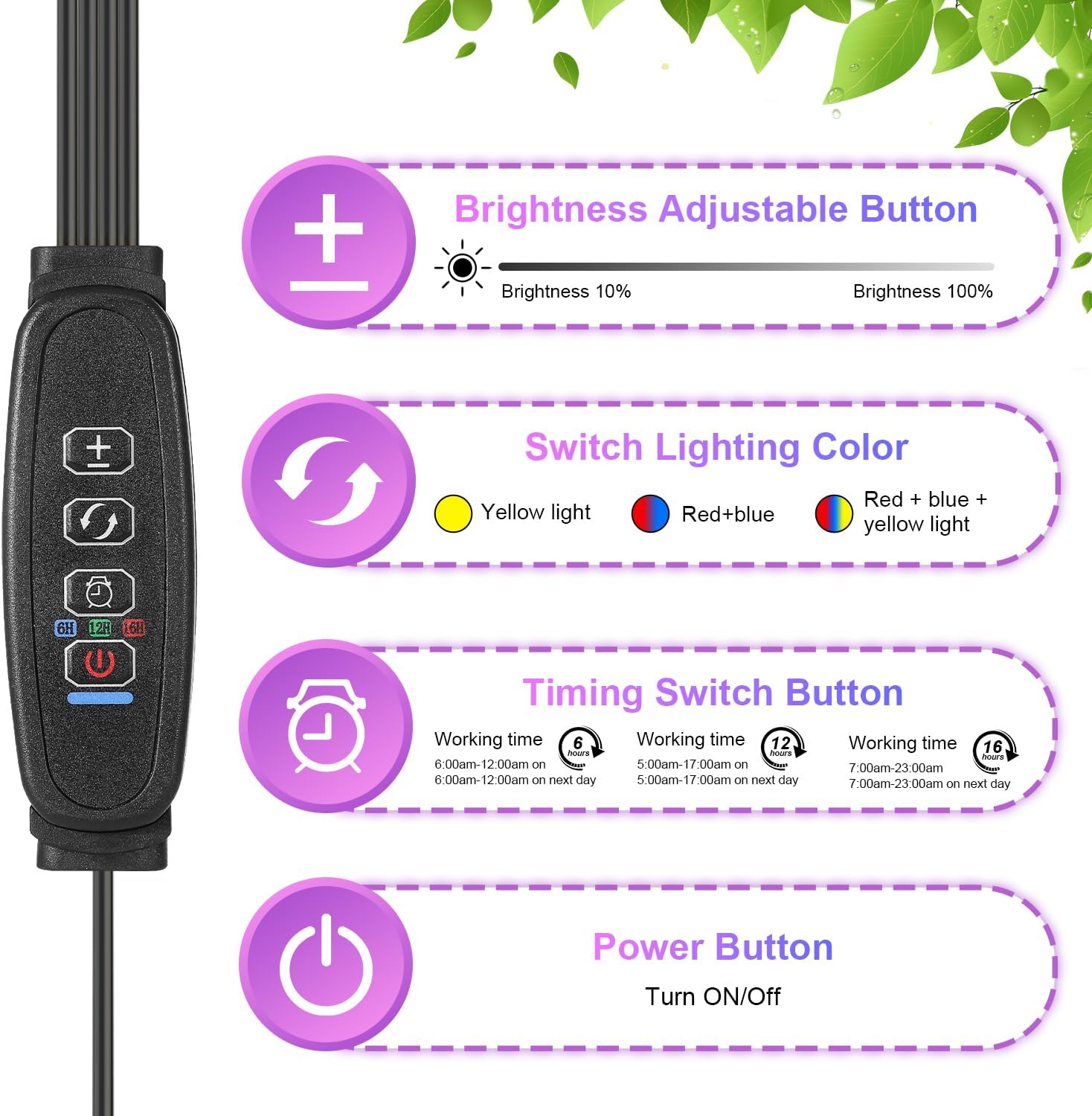 Thumbnail 4 de Indoor Plant Grow Light 80 LED 10-Level Dimmable 🌱