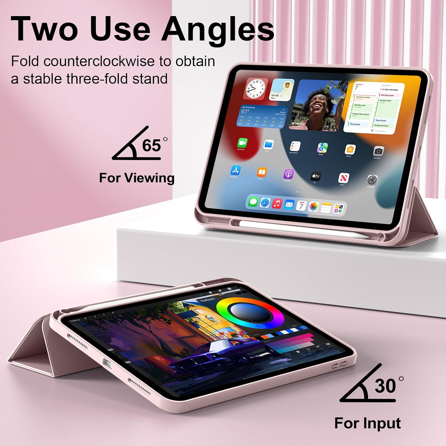 Detalle de aoub Case for iPad 11th Generation 2025 (A16) / 10th Generation 2022: Protective TPU Case with Pencil Holder