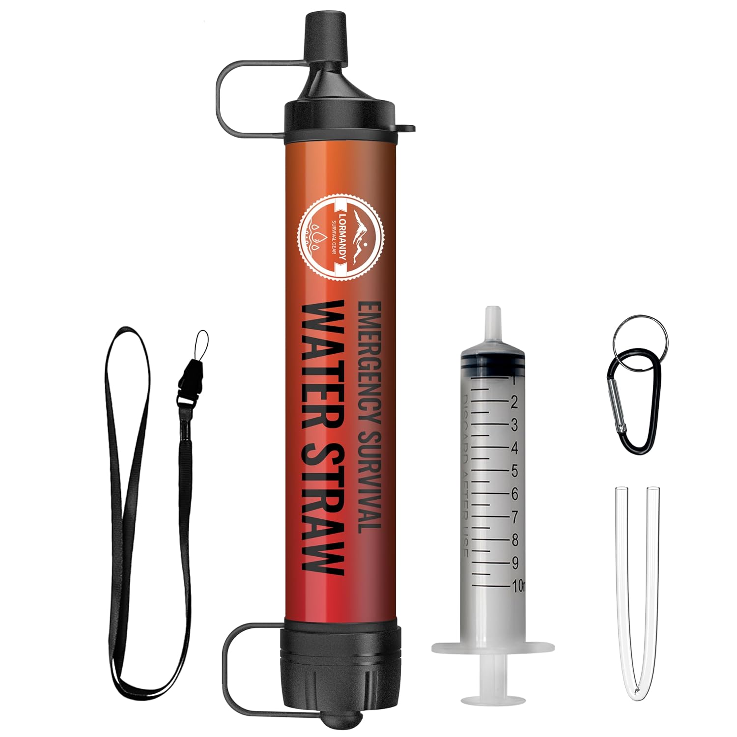 Detalle de Lormandy S2 orange Water Filter Straw, 1,300-Gallon Capacity, Lightweight ABS