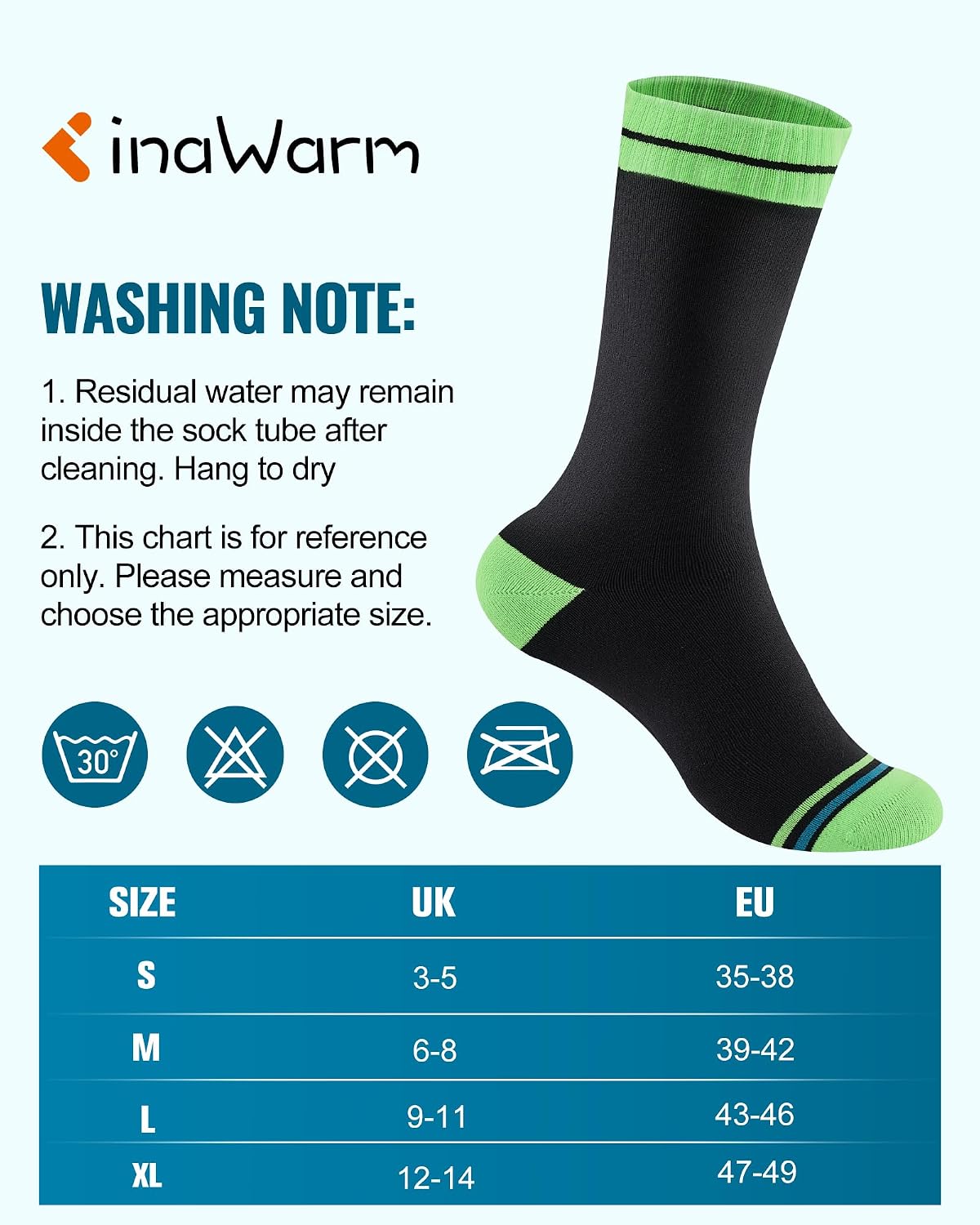 Detalle 2 de inaWarm Waterproof Socks for Men — Triple-Layer Protection for Wet Weather