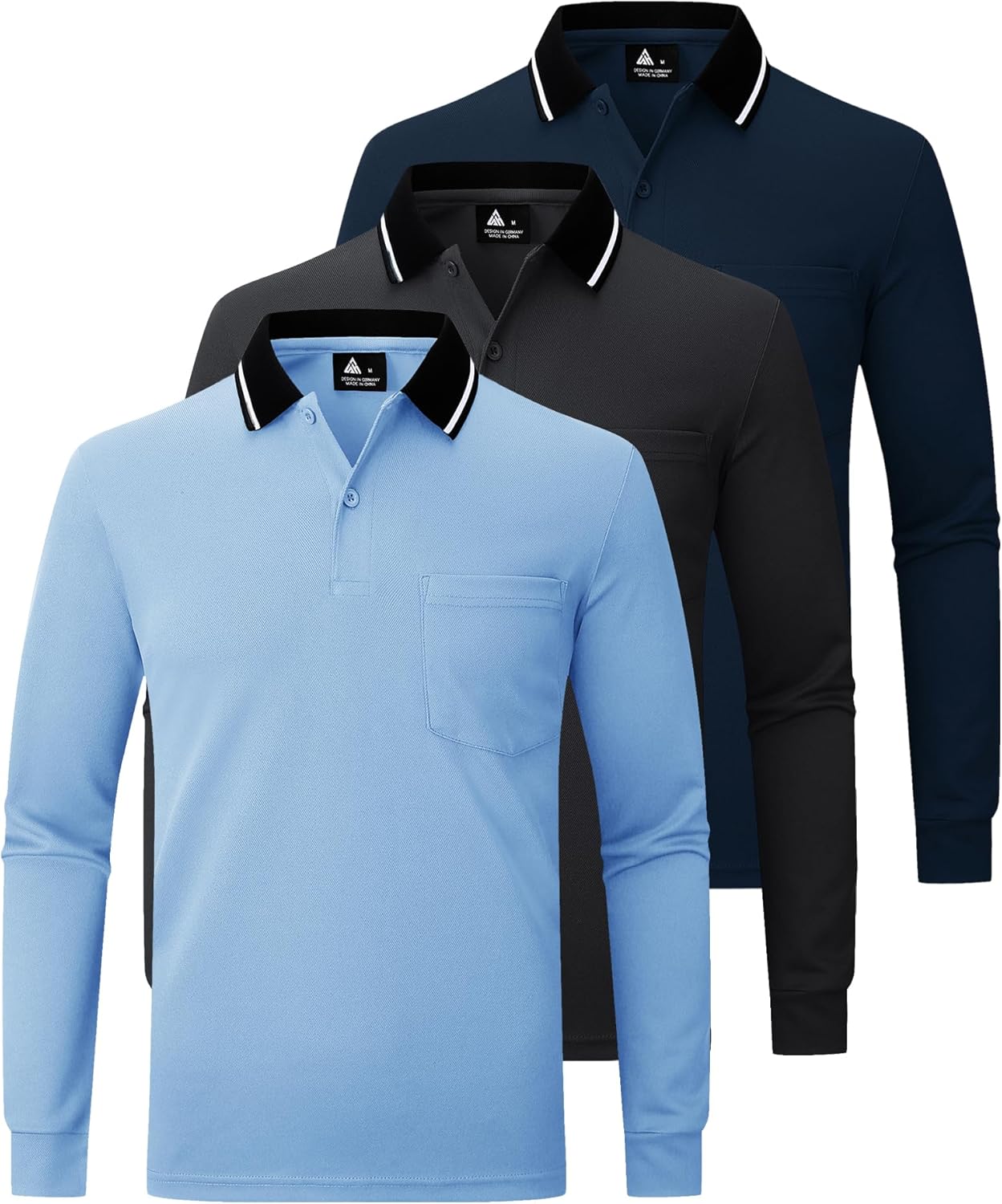Thumbnail 6 de JACKETOWN Polo Uomo Manica Lunga – Pack da 3 Polo Golf Traspirante con Taschino