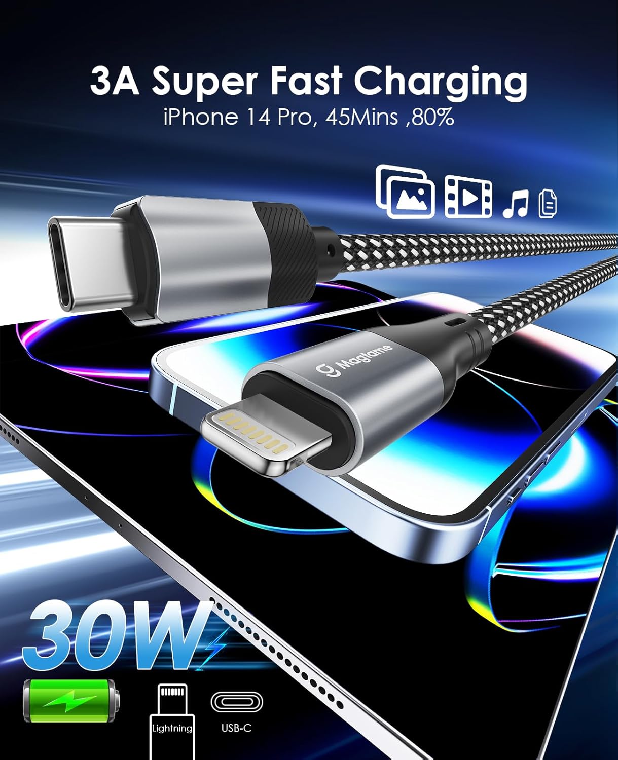 Thumbnail 2 de Magtame Cable Magnético USB C a Lightning 1.5m ⚡