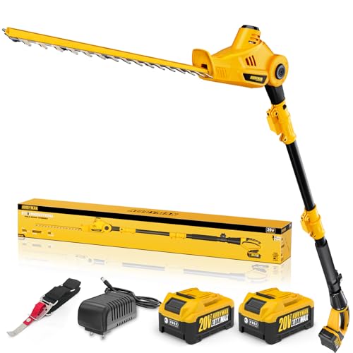 Detalle de Alloyman Tagliasiepi Telescopico a Batteria 20V MAX con Doppia Batteria, Lama da 40 cm e Asta Estensibile 2,4 m