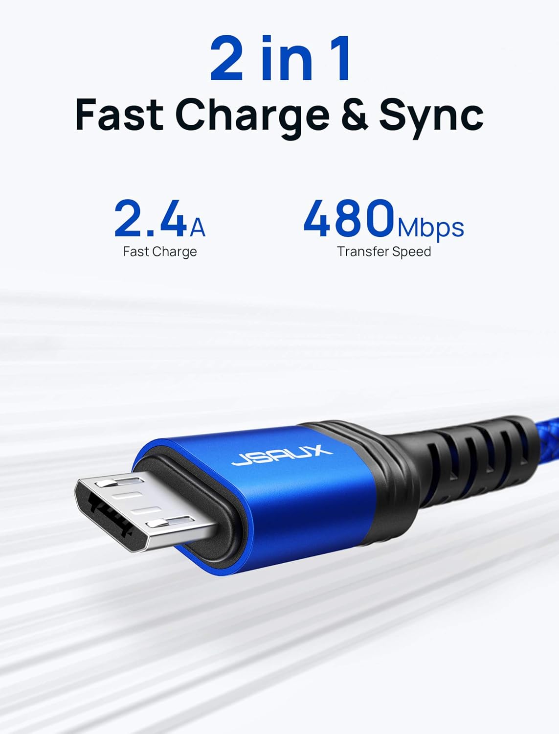 Thumbnail 3 de JSAUX Micro USB Cable 6.6FT 2-Pack