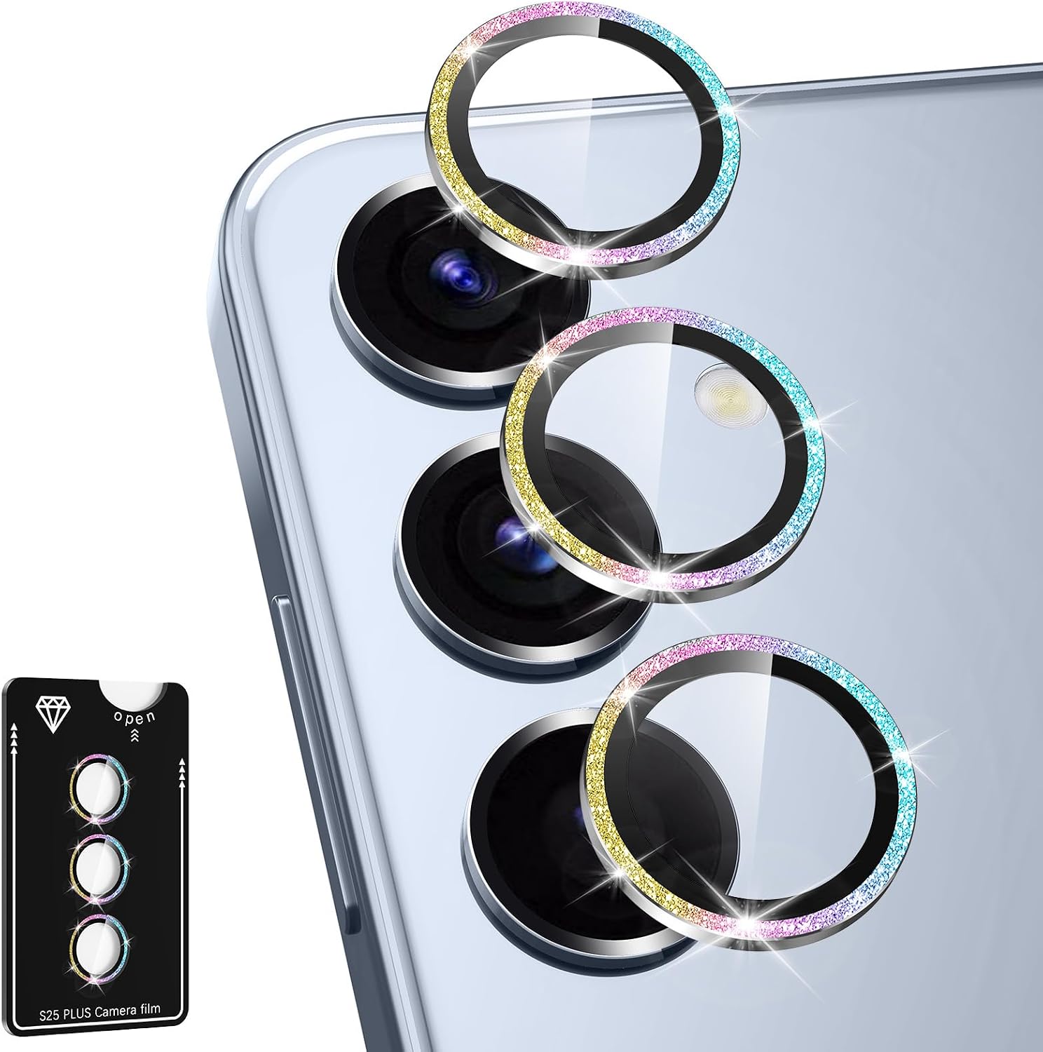 Detalle de Avocase BTS0290-08 Camera Lens Protector for Galaxy S25 Plus, 9H Glass