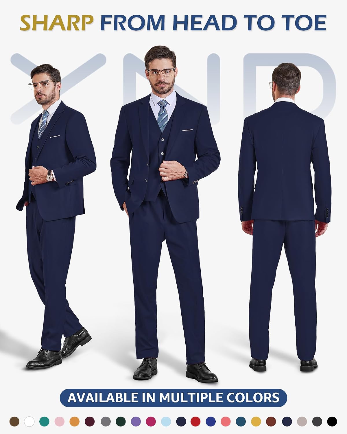 Detalle 2 de YND 3 Piece Slim Fit Suit 29 Colors
