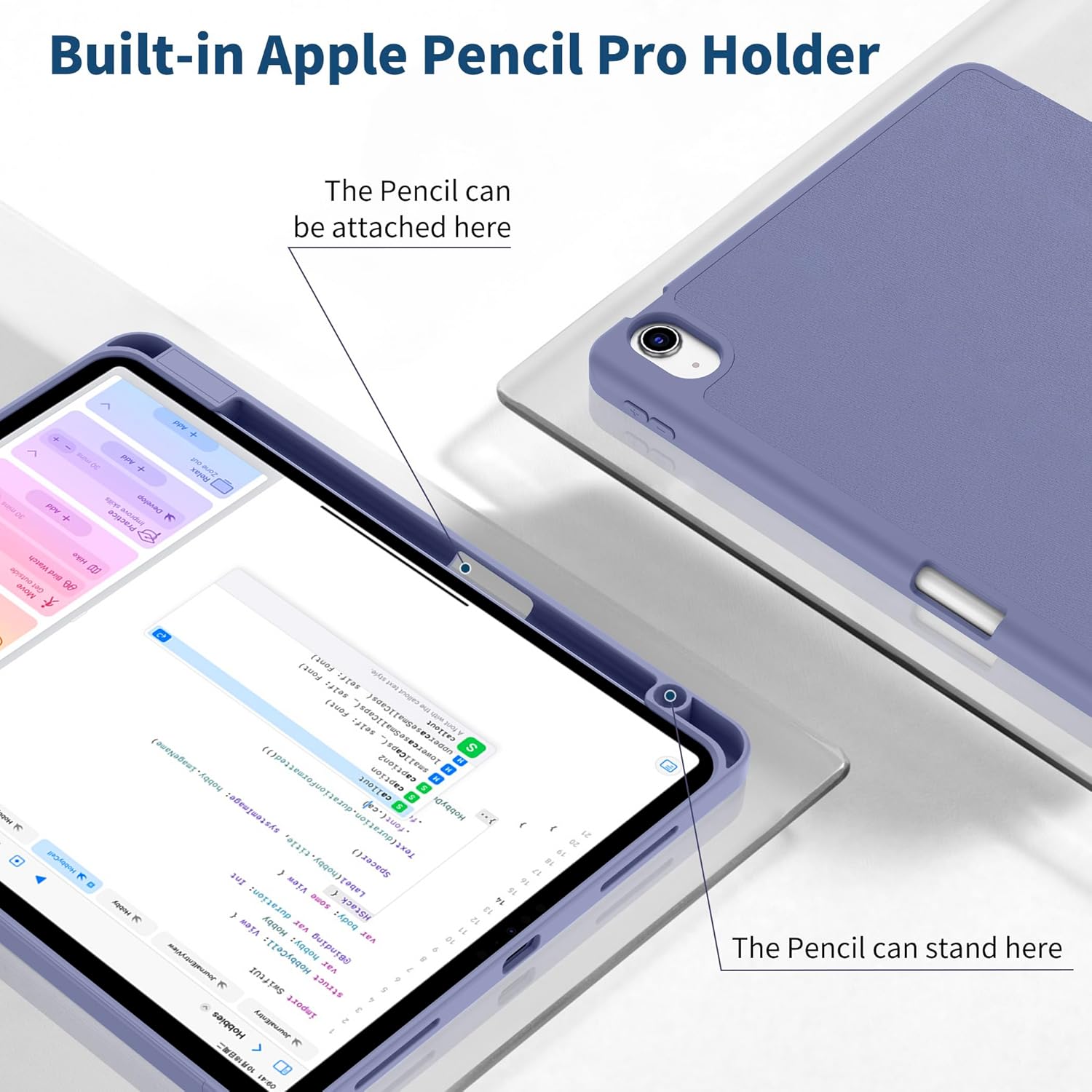 Thumbnail 3 de EasyAcc Hülle für iPad Air 11 Zoll (M4/M3/M2, 2026/2025/2024) & iPad Air 4/5 mit Stifthalter – Hell Lila