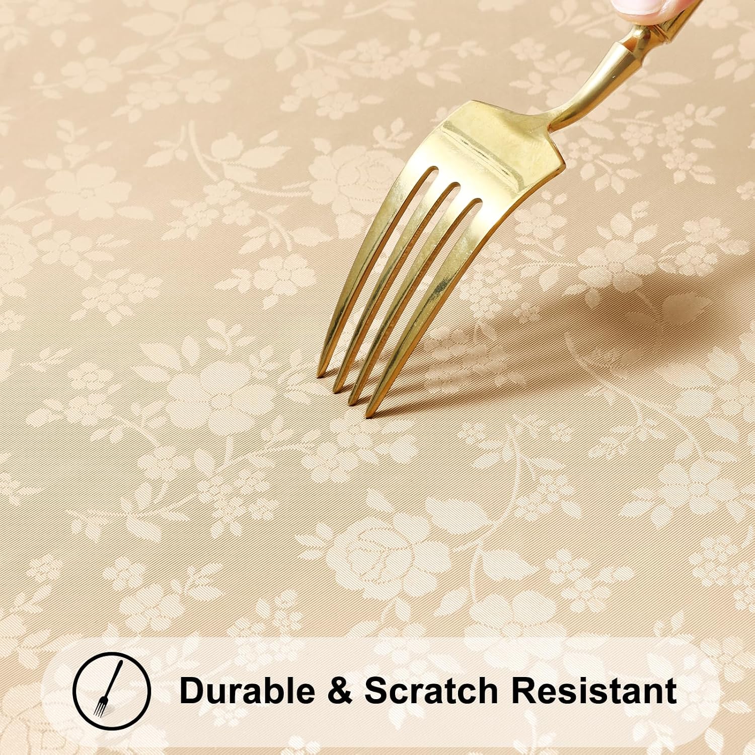 Thumbnail 4 de Smiry Square Table Cloth, Waterproof Heavy Duty Vinyl Tablecloths (54" x 54", Champagne)