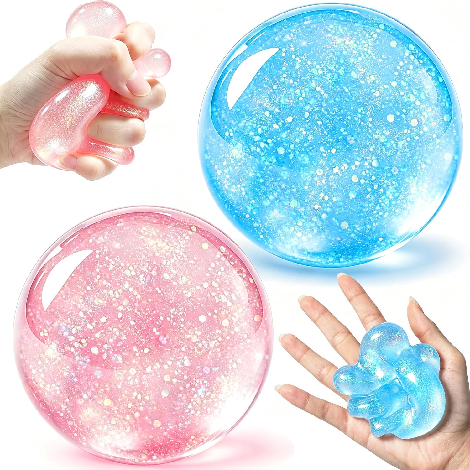 Detalle de HFZCZW Coconut Oil Squishy Fidget Stress Ball, Glitter, No-Rebound