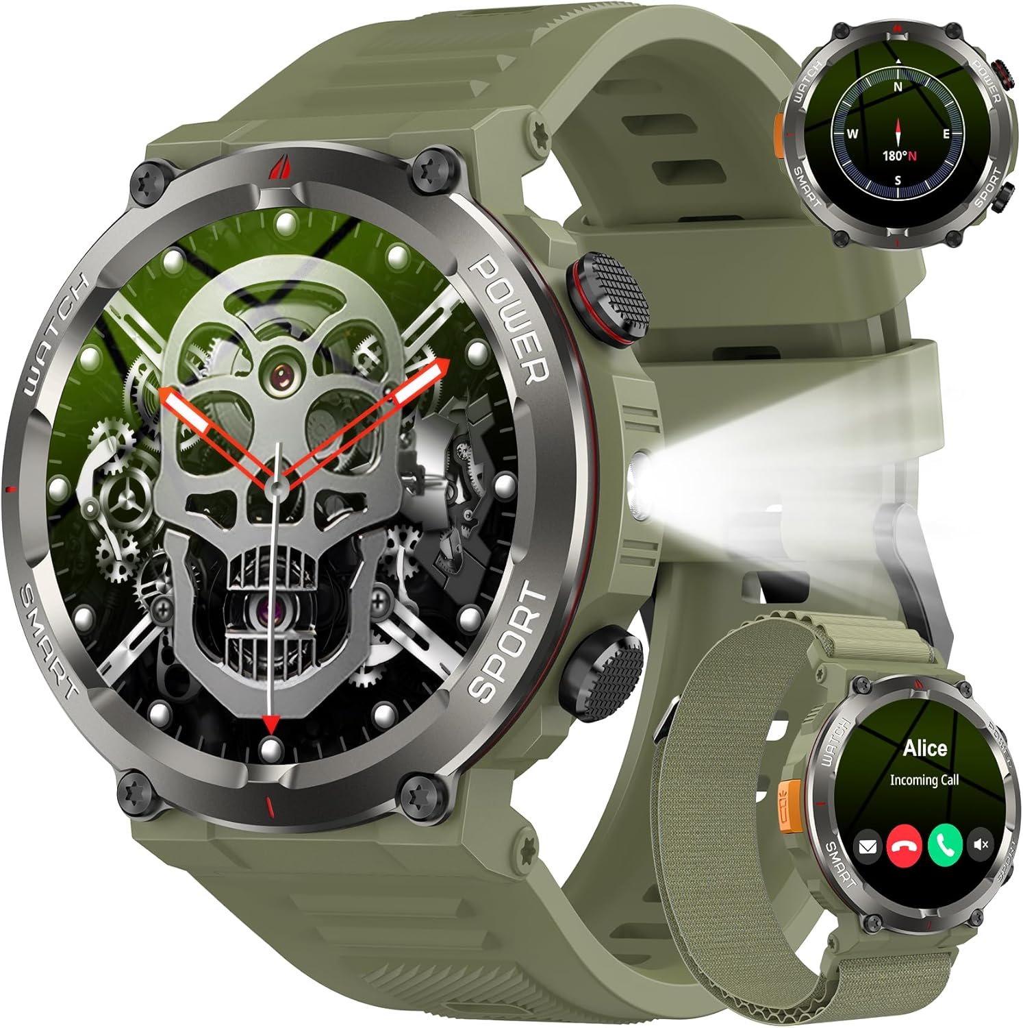 Detalle de Baolubao Reloj Inteligente para Hombre con linterna, brújula y llamadas Bluetooth