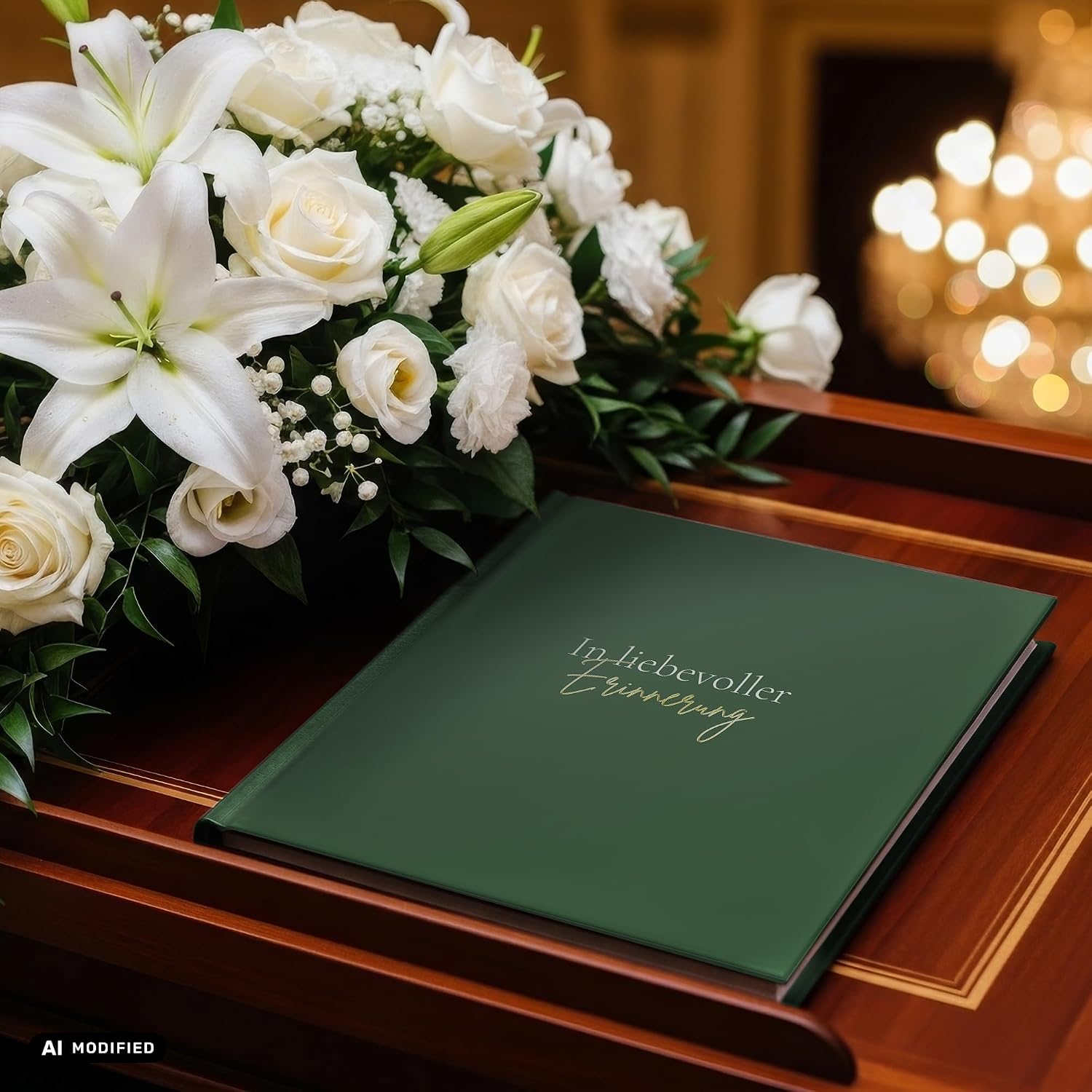 Detalle de LEAF & GOLD LG-Kondolenzbuch-Dunkelgruen condoleanceboek met harde kaft