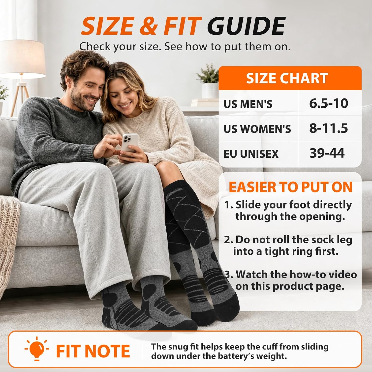 Detalle 2 de EIHBIEA Rechargeable Heated Socks, Full-Sole Heating, 3 Heat Settings, Up to 8.5 Hours