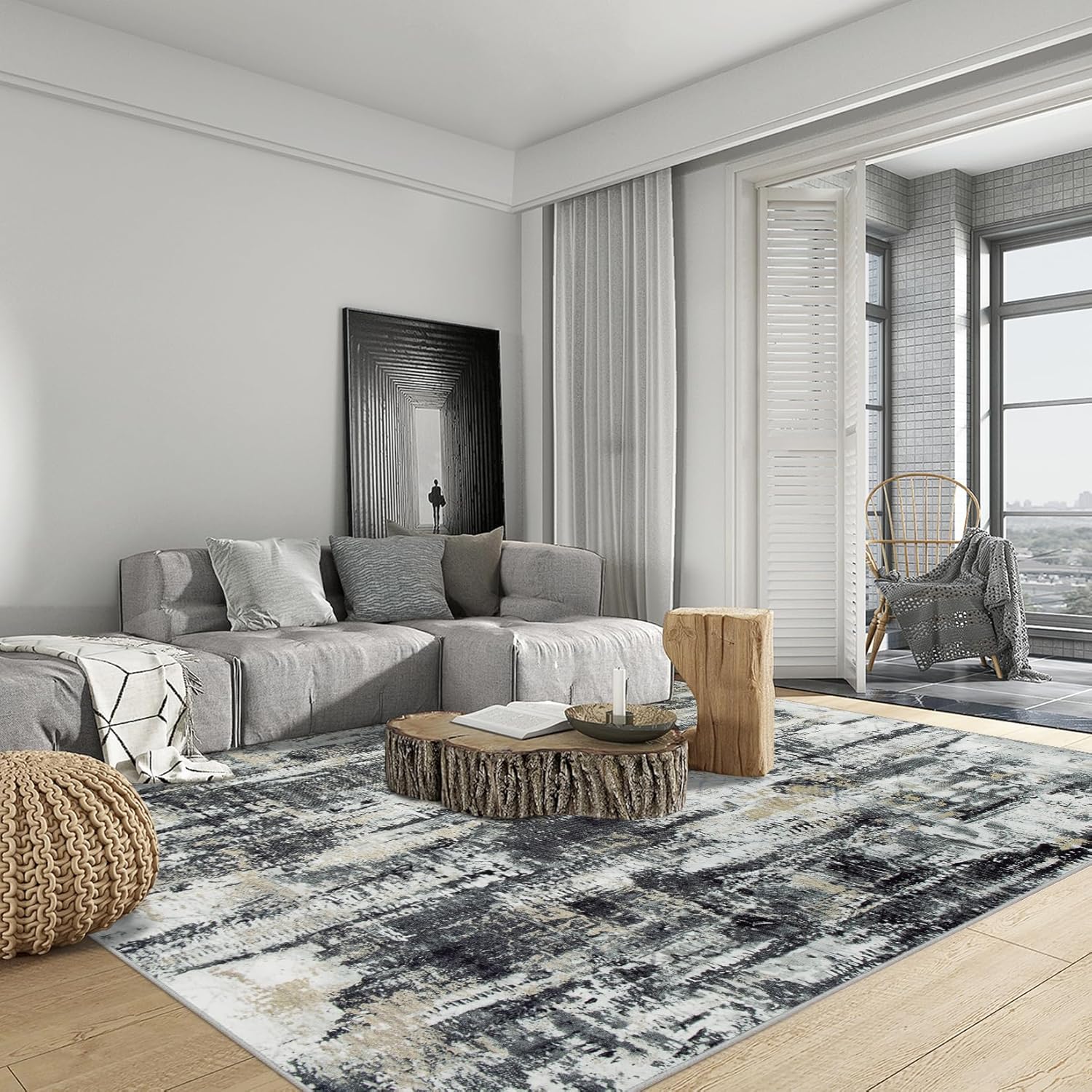 Thumbnail 5 de 8x10 Washable Area Rug Modern Abstract